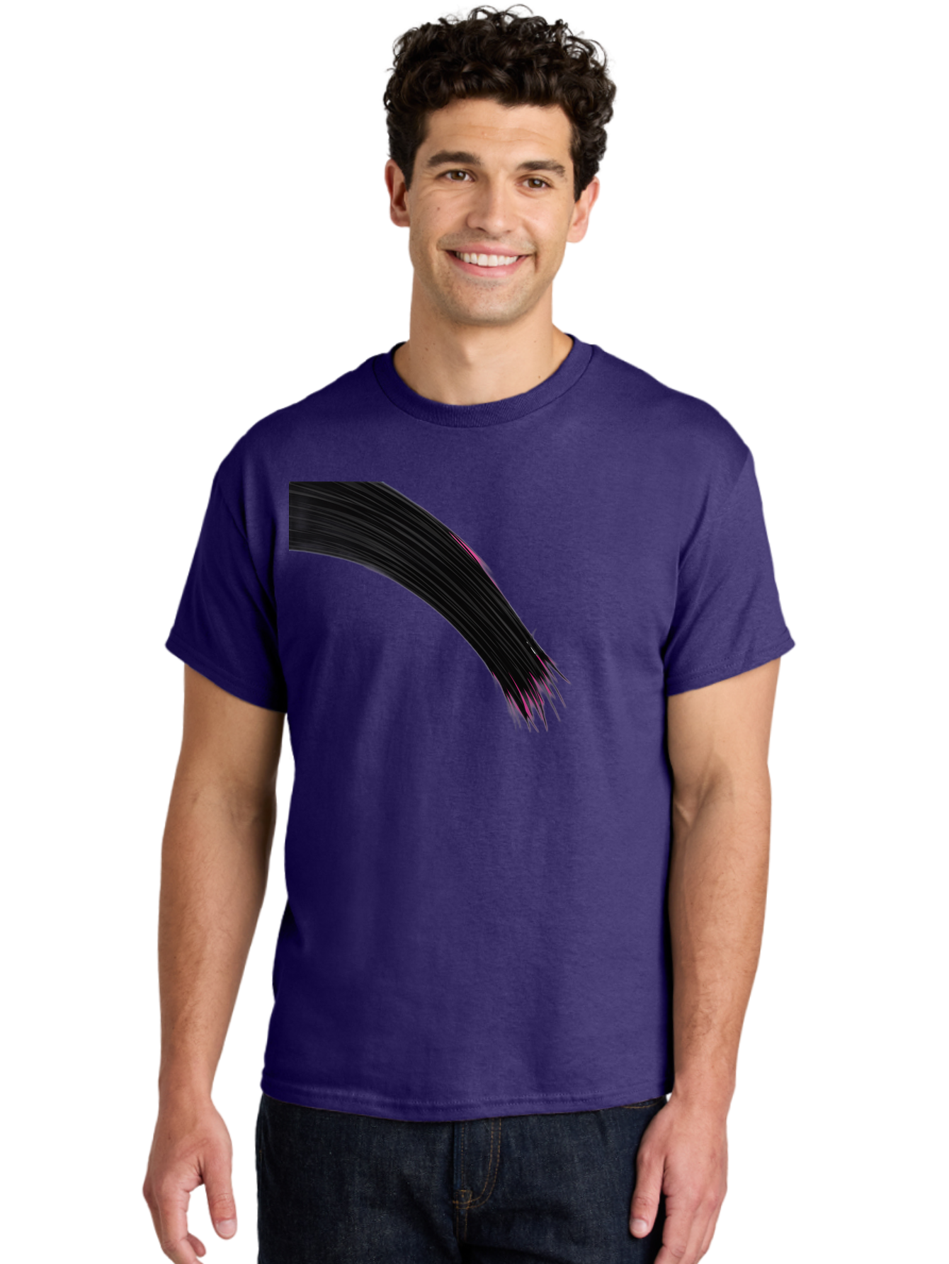 Black-Hair-Strands Men'S Graphic Tee, 100% Cotton, Comfortable Casual Summer Wear, Machine Washable, Black Hair, Hair Extensions, Fine Strands, Pink Highlights, Sleek Texture, Luscious Locks, Hair Styling Bac632