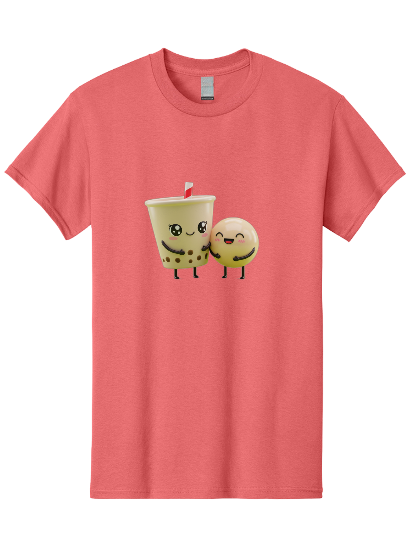 Boba-Friends Men'S Graphic Tee, 100% Cotton, Comfortable Casual Summer Wear, Machine Washable, Boba Tea, Milk Tea, Cartoon Characters, Smiling Faces, Happy Boba, Tea Lovers, Bubble Tea, Cute Illustrations, Friendly Duo, Bubble Tea Culture, Bac648
