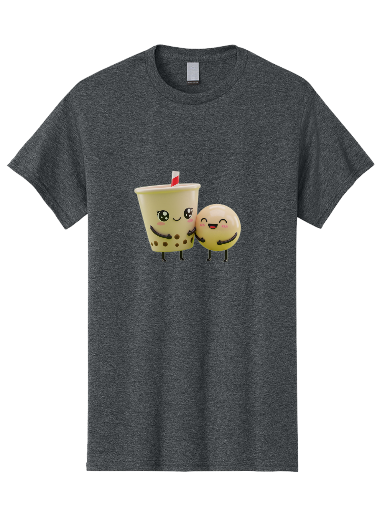 Boba-Friends Men'S Graphic Tee, 100% Cotton, Comfortable Casual Summer Wear, Machine Washable, Boba Tea, Milk Tea, Cartoon Characters, Smiling Faces, Happy Boba, Tea Lovers, Bubble Tea, Cute Illustrations, Friendly Duo, Bubble Tea Culture, Bac648