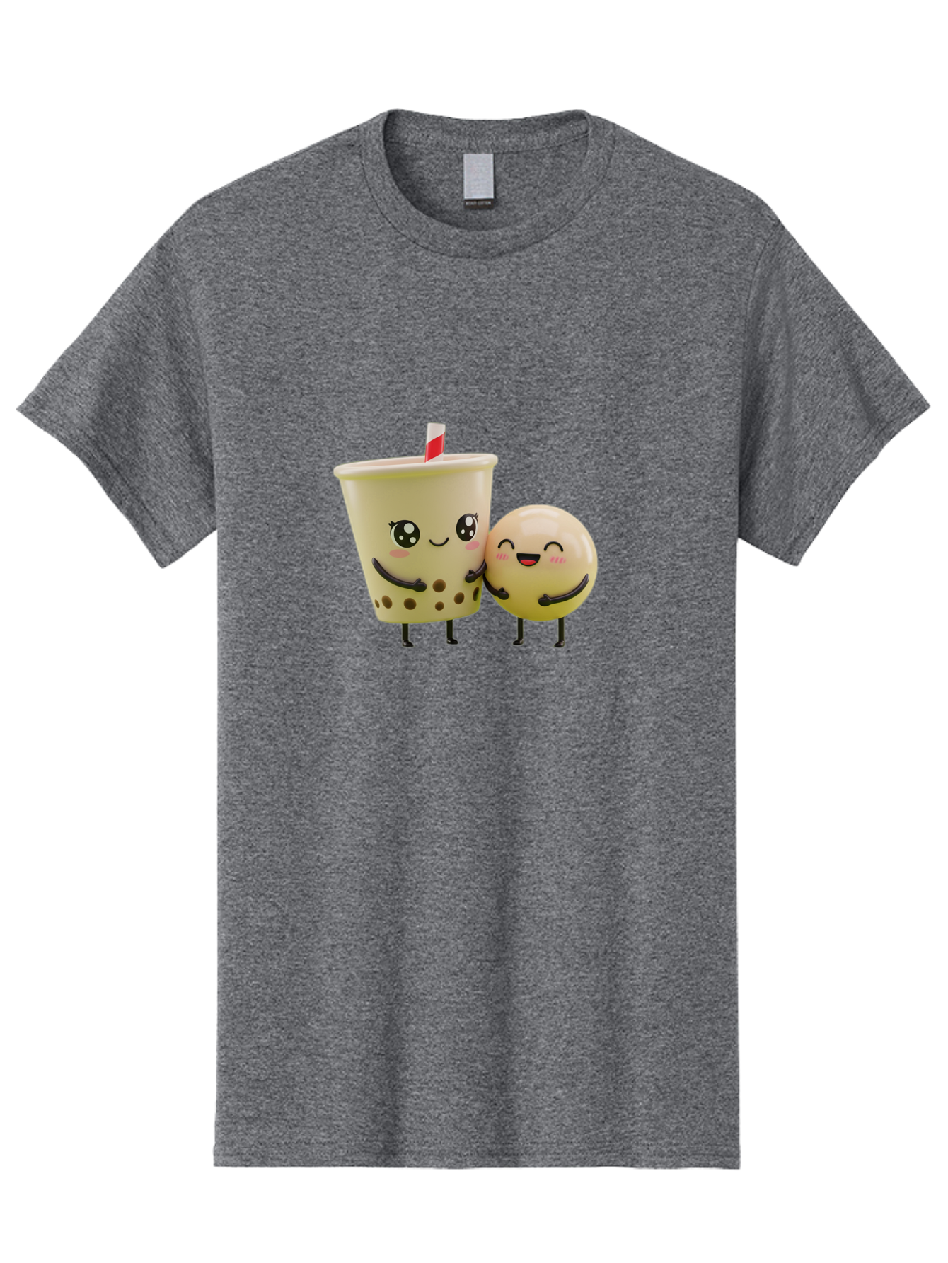 Boba-Friends Men'S Graphic Tee, 100% Cotton, Comfortable Casual Summer Wear, Machine Washable, Boba Tea, Milk Tea, Cartoon Characters, Smiling Faces, Happy Boba, Tea Lovers, Bubble Tea, Cute Illustrations, Friendly Duo, Bubble Tea Culture, Bac648