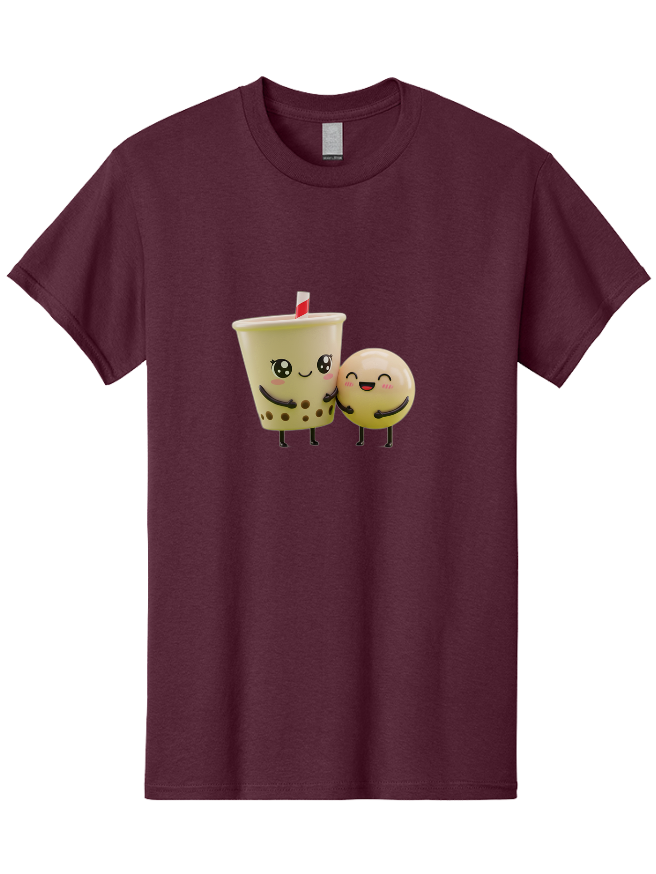 Boba-Friends Men'S Graphic Tee, 100% Cotton, Comfortable Casual Summer Wear, Machine Washable, Boba Tea, Milk Tea, Cartoon Characters, Smiling Faces, Happy Boba, Tea Lovers, Bubble Tea, Cute Illustrations, Friendly Duo, Bubble Tea Culture, Bac648