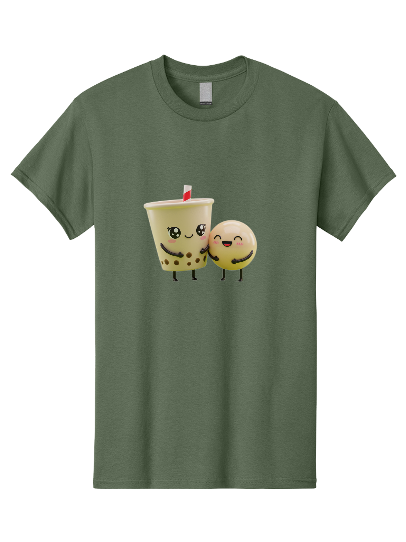 Boba-Friends Men'S Graphic Tee, 100% Cotton, Comfortable Casual Summer Wear, Machine Washable, Boba Tea, Milk Tea, Cartoon Characters, Smiling Faces, Happy Boba, Tea Lovers, Bubble Tea, Cute Illustrations, Friendly Duo, Bubble Tea Culture, Bac648