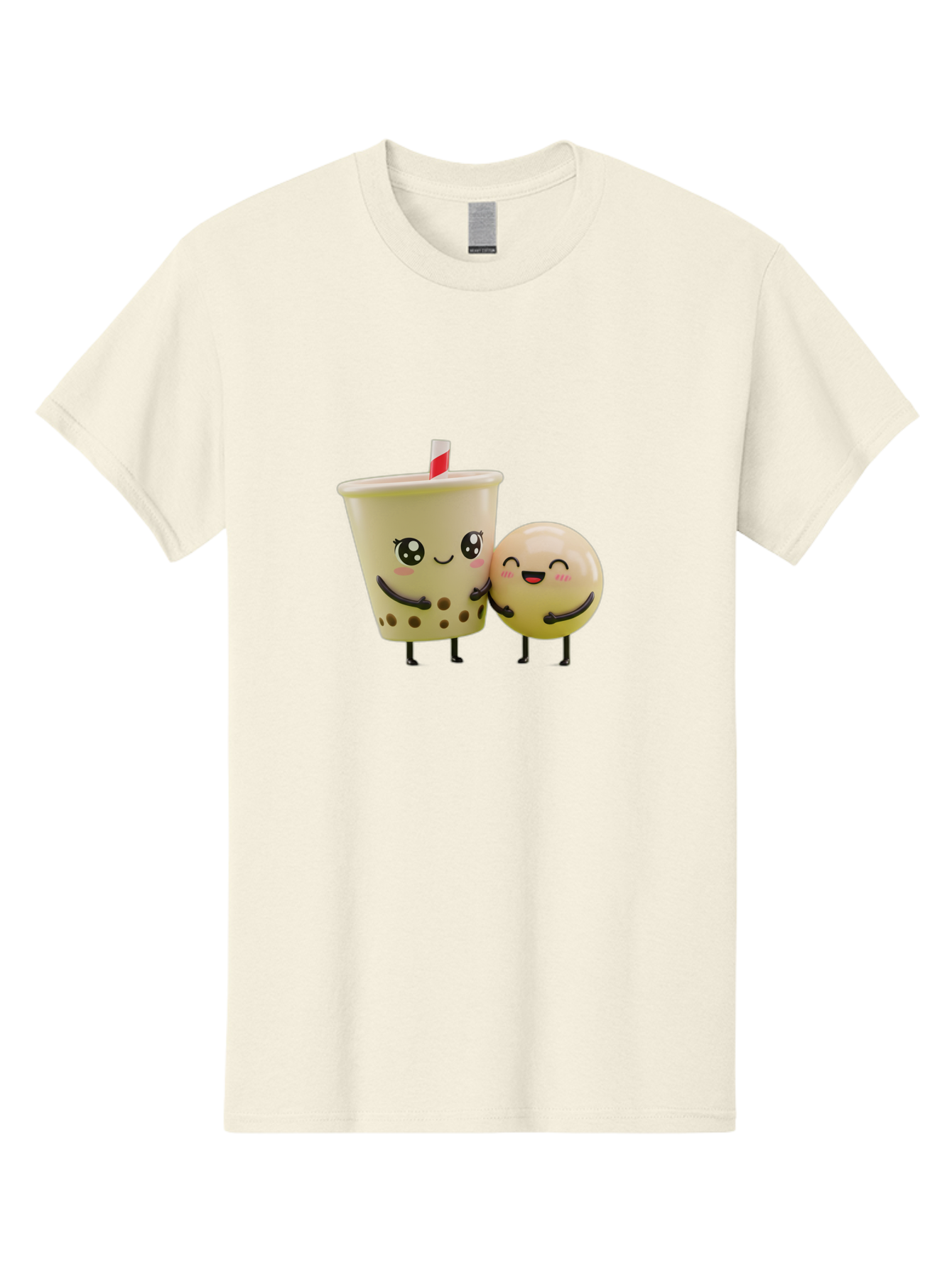 Boba-Friends Men'S Graphic Tee, 100% Cotton, Comfortable Casual Summer Wear, Machine Washable, Boba Tea, Milk Tea, Cartoon Characters, Smiling Faces, Happy Boba, Tea Lovers, Bubble Tea, Cute Illustrations, Friendly Duo, Bubble Tea Culture, Bac648