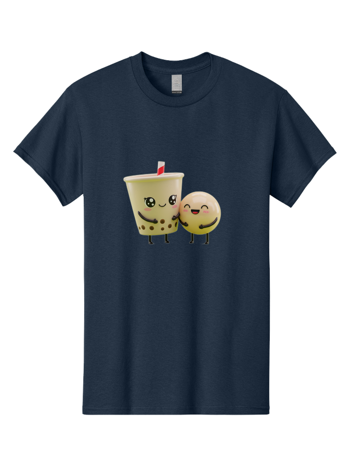 Boba-Friends Men'S Graphic Tee, 100% Cotton, Comfortable Casual Summer Wear, Machine Washable, Boba Tea, Milk Tea, Cartoon Characters, Smiling Faces, Happy Boba, Tea Lovers, Bubble Tea, Cute Illustrations, Friendly Duo, Bubble Tea Culture, Bac648