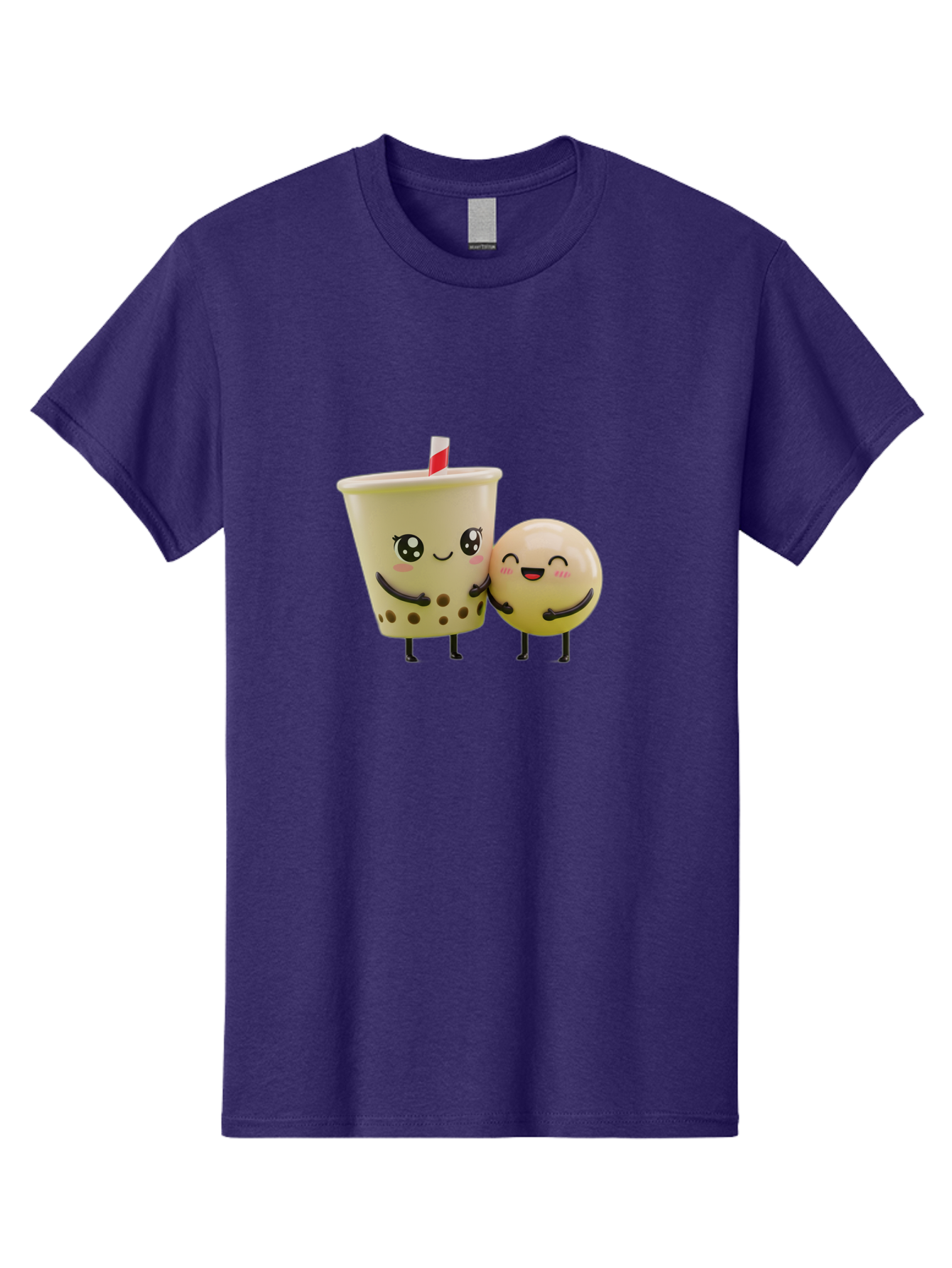 Boba-Friends Men'S Graphic Tee, 100% Cotton, Comfortable Casual Summer Wear, Machine Washable, Boba Tea, Milk Tea, Cartoon Characters, Smiling Faces, Happy Boba, Tea Lovers, Bubble Tea, Cute Illustrations, Friendly Duo, Bubble Tea Culture, Bac648