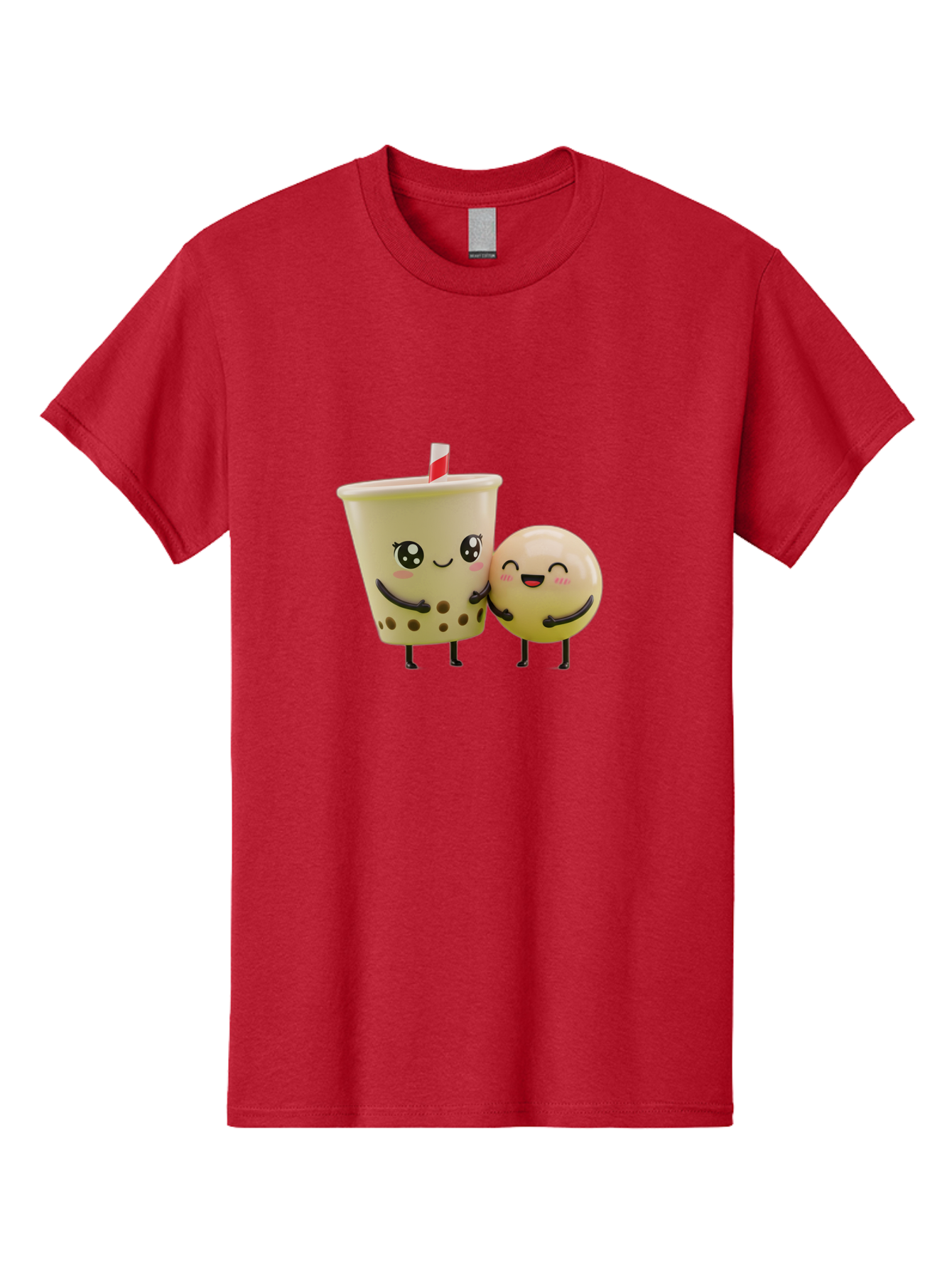 Boba-Friends Men'S Graphic Tee, 100% Cotton, Comfortable Casual Summer Wear, Machine Washable, Boba Tea, Milk Tea, Cartoon Characters, Smiling Faces, Happy Boba, Tea Lovers, Bubble Tea, Cute Illustrations, Friendly Duo, Bubble Tea Culture, Bac648