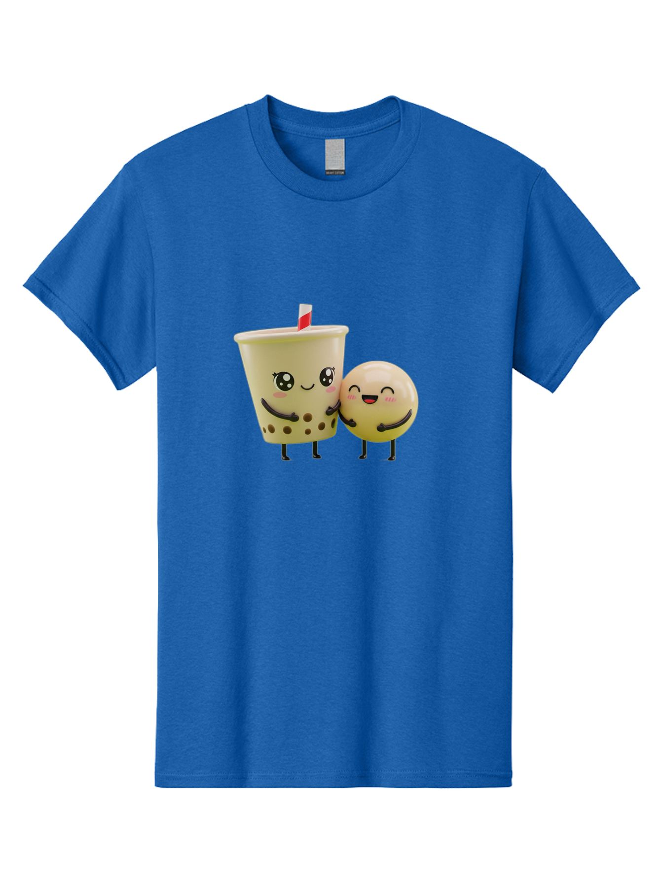 Boba-Friends Men'S Graphic Tee, 100% Cotton, Comfortable Casual Summer Wear, Machine Washable, Boba Tea, Milk Tea, Cartoon Characters, Smiling Faces, Happy Boba, Tea Lovers, Bubble Tea, Cute Illustrations, Friendly Duo, Bubble Tea Culture, Bac648