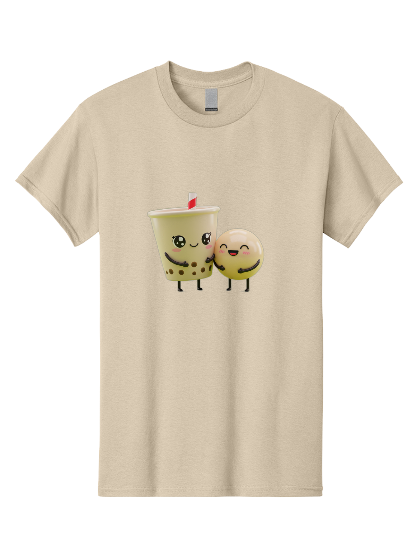 Boba-Friends Men'S Graphic Tee, 100% Cotton, Comfortable Casual Summer Wear, Machine Washable, Boba Tea, Milk Tea, Cartoon Characters, Smiling Faces, Happy Boba, Tea Lovers, Bubble Tea, Cute Illustrations, Friendly Duo, Bubble Tea Culture, Bac648