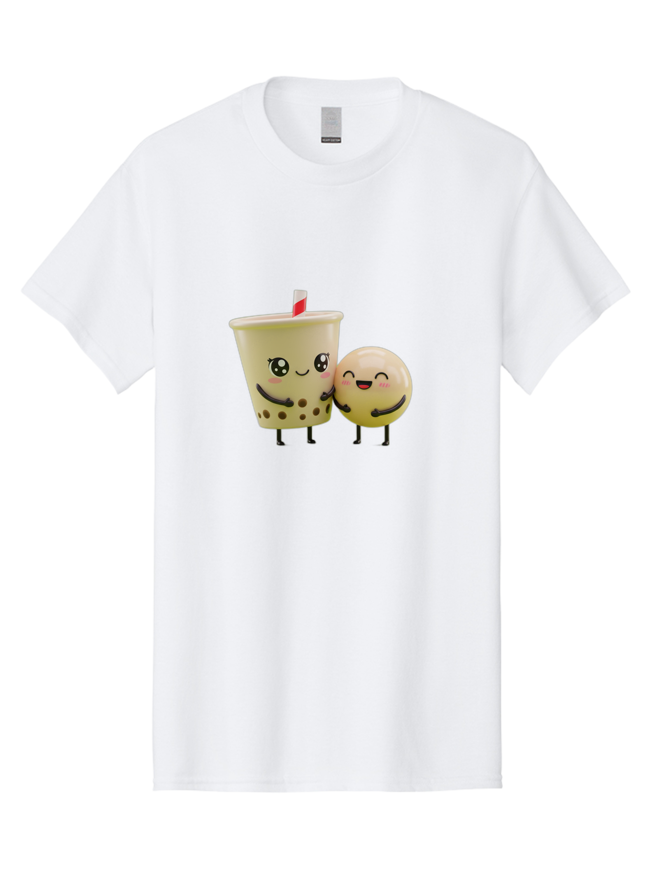 Boba-Friends Men'S Graphic Tee, 100% Cotton, Comfortable Casual Summer Wear, Machine Washable, Boba Tea, Milk Tea, Cartoon Characters, Smiling Faces, Happy Boba, Tea Lovers, Bubble Tea, Cute Illustrations, Friendly Duo, Bubble Tea Culture, Bac648