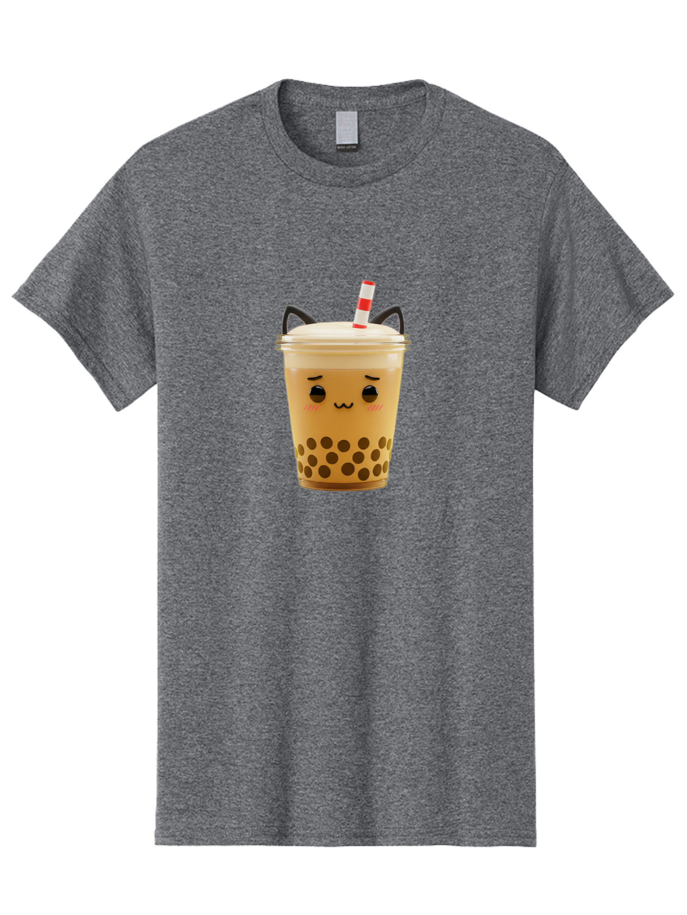 Boba-Tea-1 Men'S Graphic Tee, 100% Cotton, Comfortable Casual Summer Wear, Machine Washable, Cute Boba Tea, Kawaii Drink, Bubble Tea, Cartoon Character, Happy Face, Adorable Design, Sweet Treat, Creamy Texture, Tapioca Pearls, Fun Beverage, Bac650