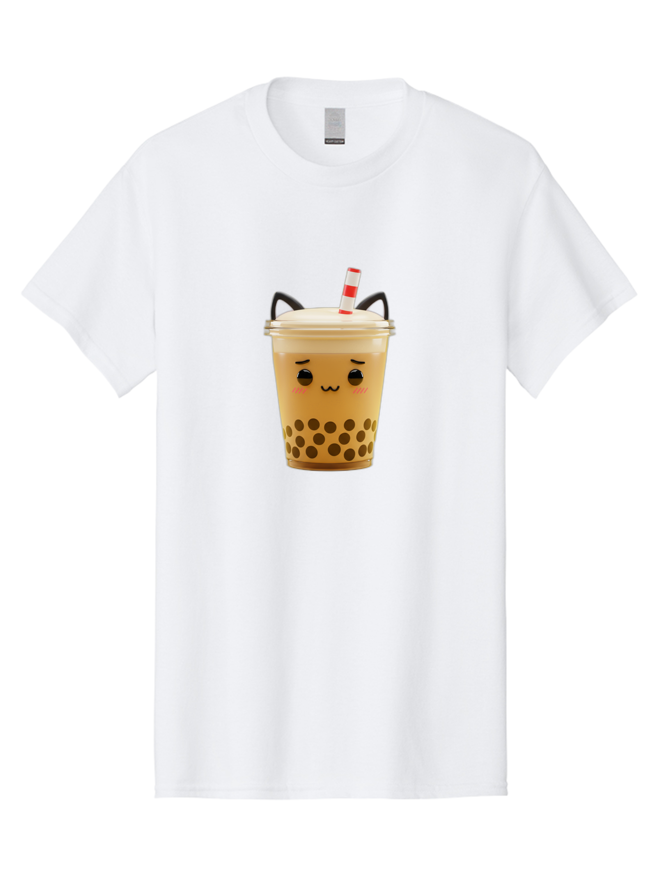 Boba-Tea-1 Men'S Graphic Tee, 100% Cotton, Comfortable Casual Summer Wear, Machine Washable, Cute Boba Tea, Kawaii Drink, Bubble Tea, Cartoon Character, Happy Face, Adorable Design, Sweet Treat, Creamy Texture, Tapioca Pearls, Fun Beverage, Bac650