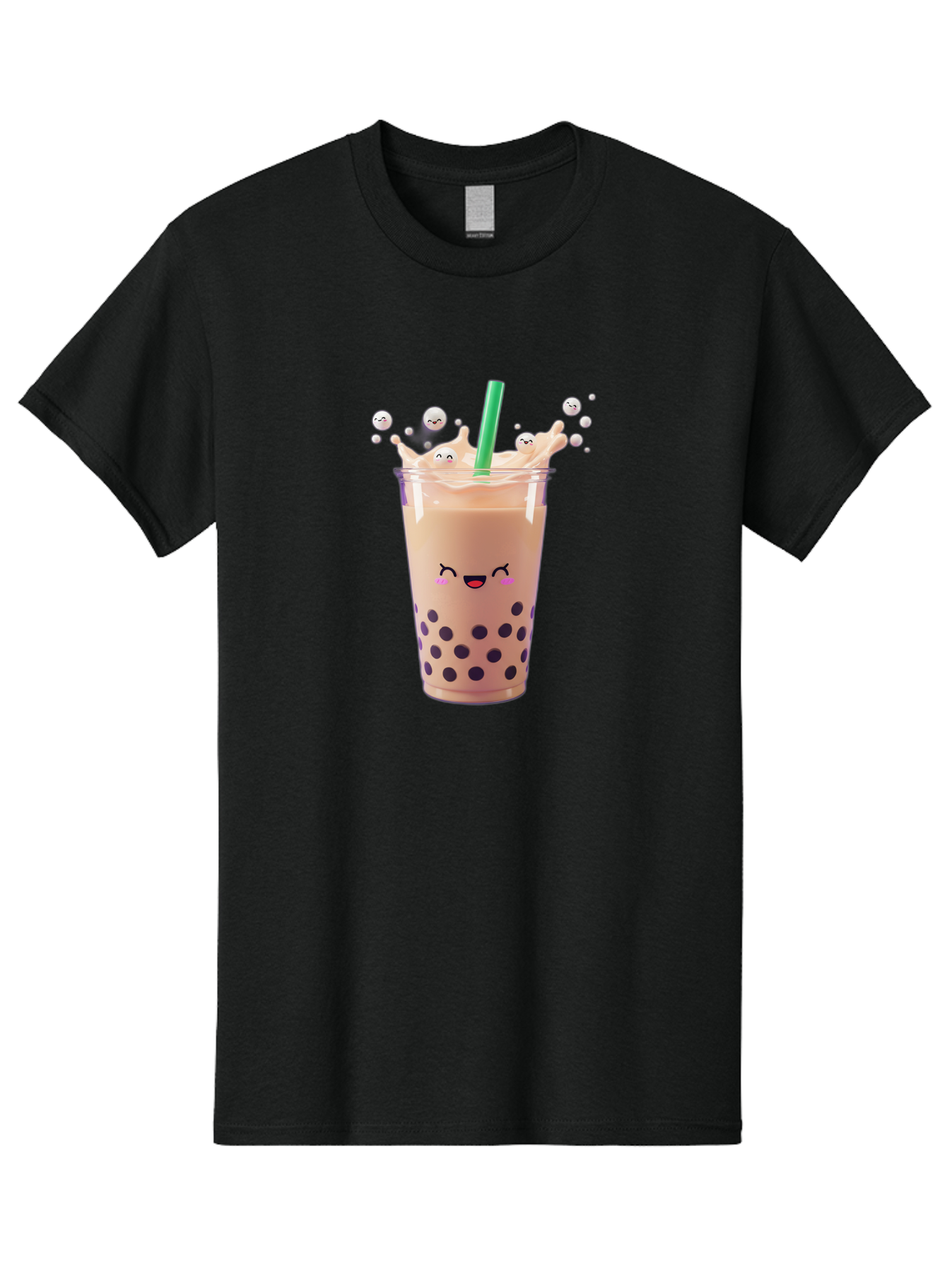 Boba-Tea-10 Men'S Graphic Tee, 100% Cotton, Comfortable Casual Summer Wear, Machine Washable, Milk Tea, Bubble Tea, Boba Drink, Kawaii, Cute, Cartoon Style, Milkshake, Tapioca Pearls Bac651