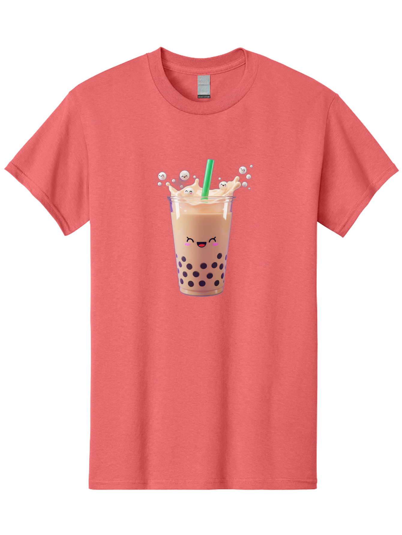 Boba-Tea-10 Men'S Graphic Tee, 100% Cotton, Comfortable Casual Summer Wear, Machine Washable, Milk Tea, Bubble Tea, Boba Drink, Kawaii, Cute, Cartoon Style, Milkshake, Tapioca Pearls Bac651