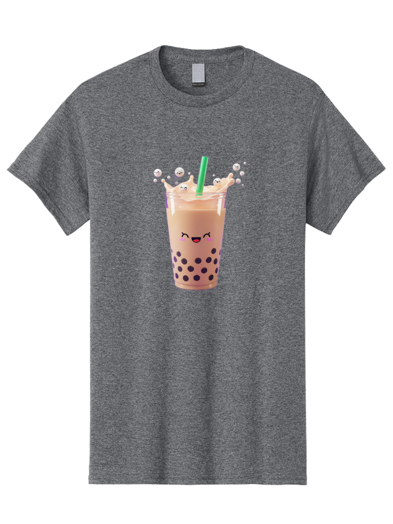 Boba-Tea-10 Men'S Graphic Tee, 100% Cotton, Comfortable Casual Summer Wear, Machine Washable, Milk Tea, Bubble Tea, Boba Drink, Kawaii, Cute, Cartoon Style, Milkshake, Tapioca Pearls Bac651