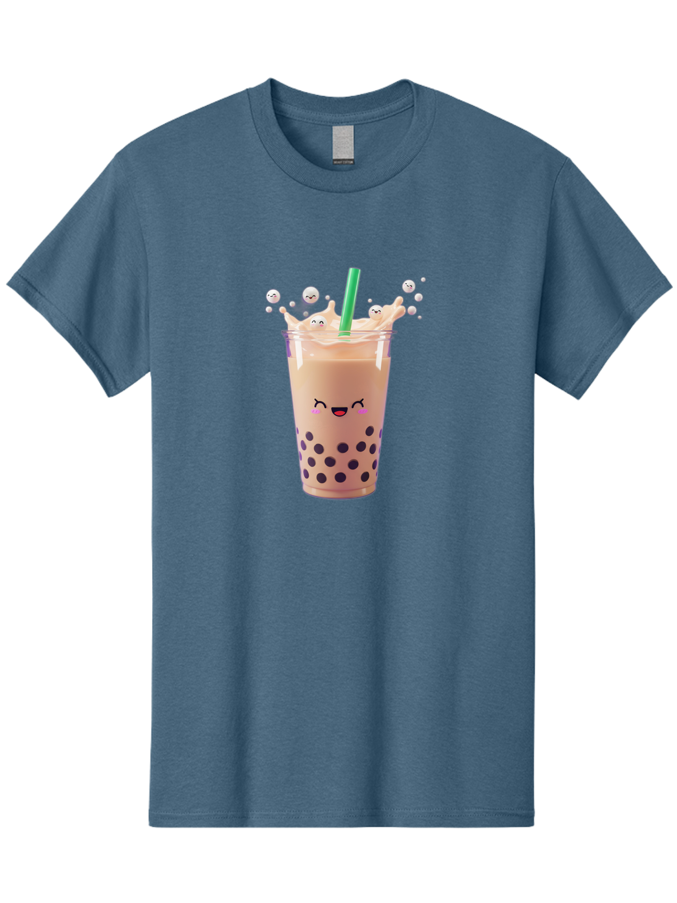 Boba-Tea-10 Men'S Graphic Tee, 100% Cotton, Comfortable Casual Summer Wear, Machine Washable, Milk Tea, Bubble Tea, Boba Drink, Kawaii, Cute, Cartoon Style, Milkshake, Tapioca Pearls Bac651