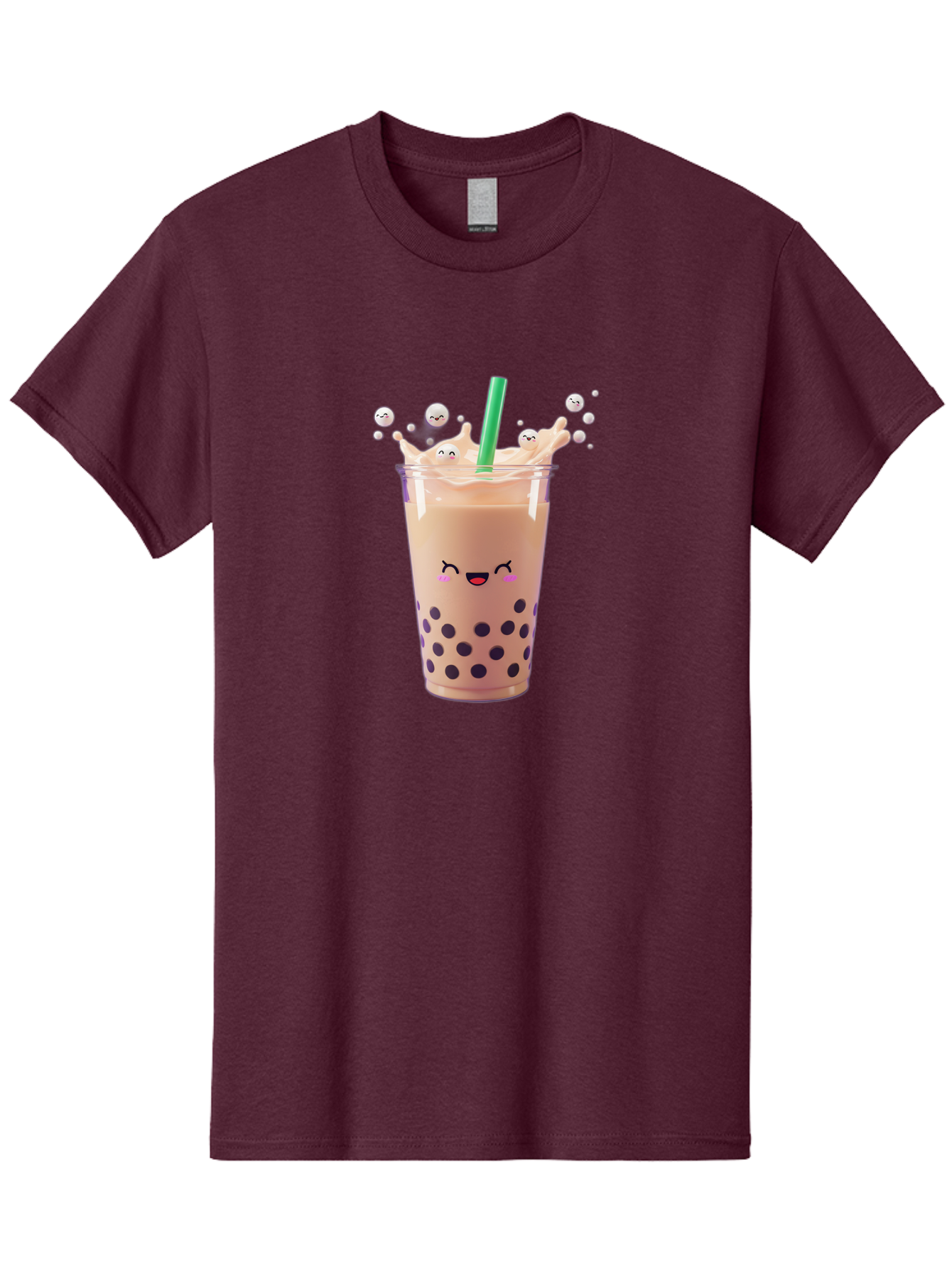 Boba-Tea-10 Men'S Graphic Tee, 100% Cotton, Comfortable Casual Summer Wear, Machine Washable, Milk Tea, Bubble Tea, Boba Drink, Kawaii, Cute, Cartoon Style, Milkshake, Tapioca Pearls Bac651