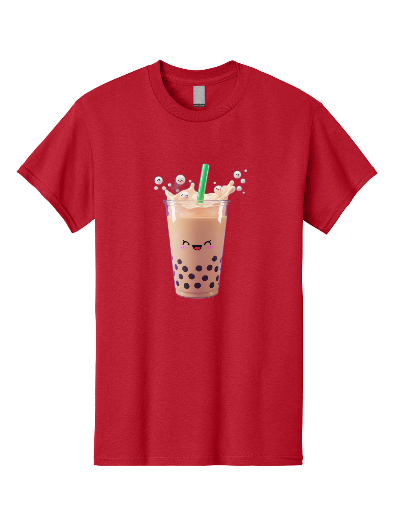 Boba-Tea-10 Men'S Graphic Tee, 100% Cotton, Comfortable Casual Summer Wear, Machine Washable, Milk Tea, Bubble Tea, Boba Drink, Kawaii, Cute, Cartoon Style, Milkshake, Tapioca Pearls Bac651
