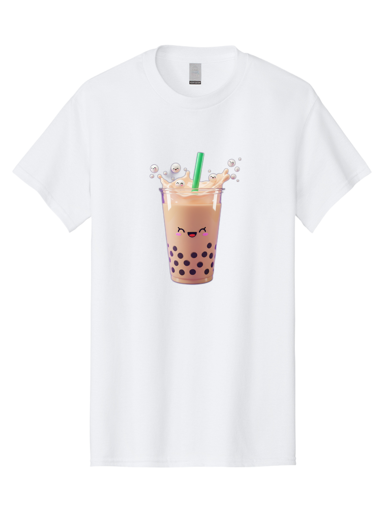 Boba-Tea-10 Men'S Graphic Tee, 100% Cotton, Comfortable Casual Summer Wear, Machine Washable, Milk Tea, Bubble Tea, Boba Drink, Kawaii, Cute, Cartoon Style, Milkshake, Tapioca Pearls Bac651