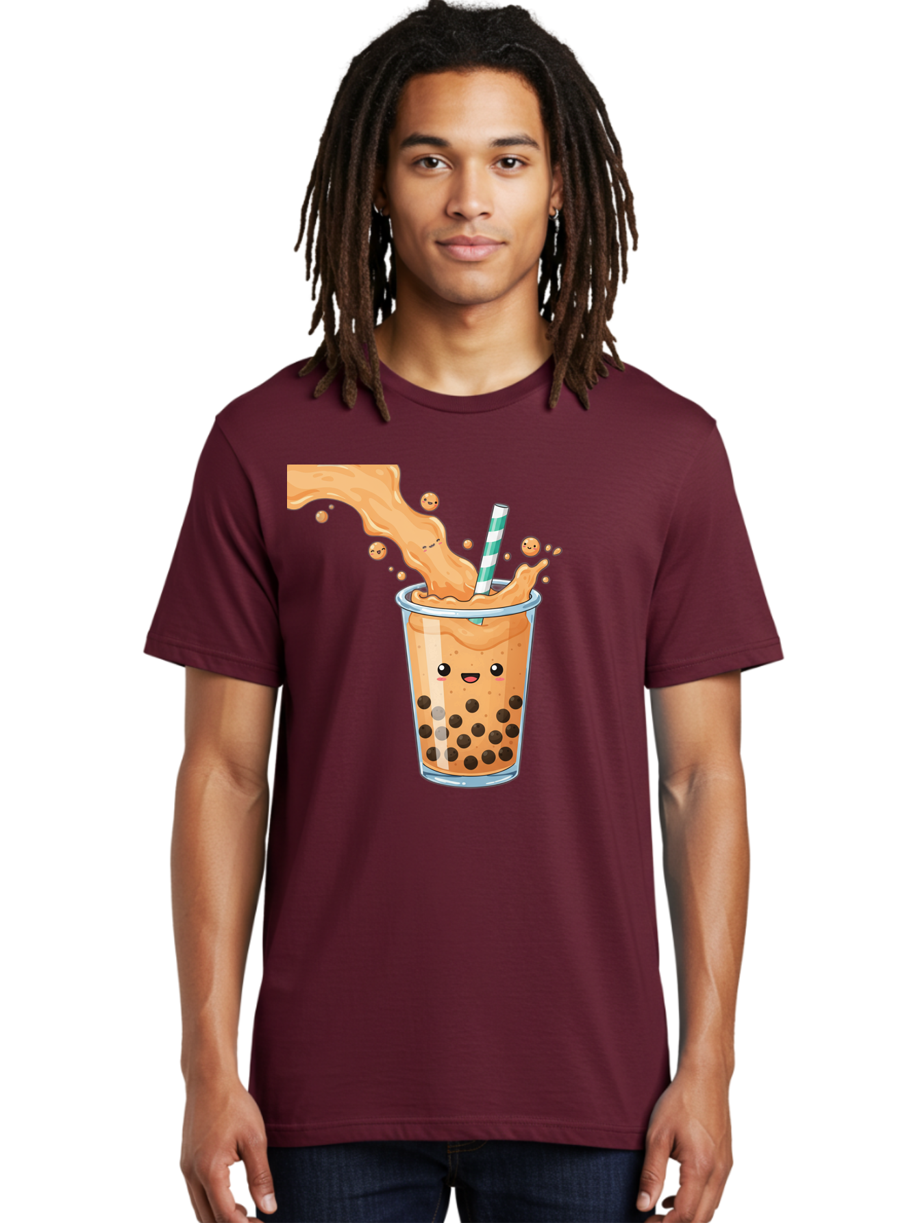 Boba-Tea-11 Men'S Graphic Tee, 100% Cotton, Comfortable Casual Summer Wear, Machine Washable, Boba Tea, Milk Tea, Bubble Tea, Tapioca Pearls, Cartoon Illustration, Refreshing Drink, Tea Time, Kawaii Culture, Fun Beverage Bac652