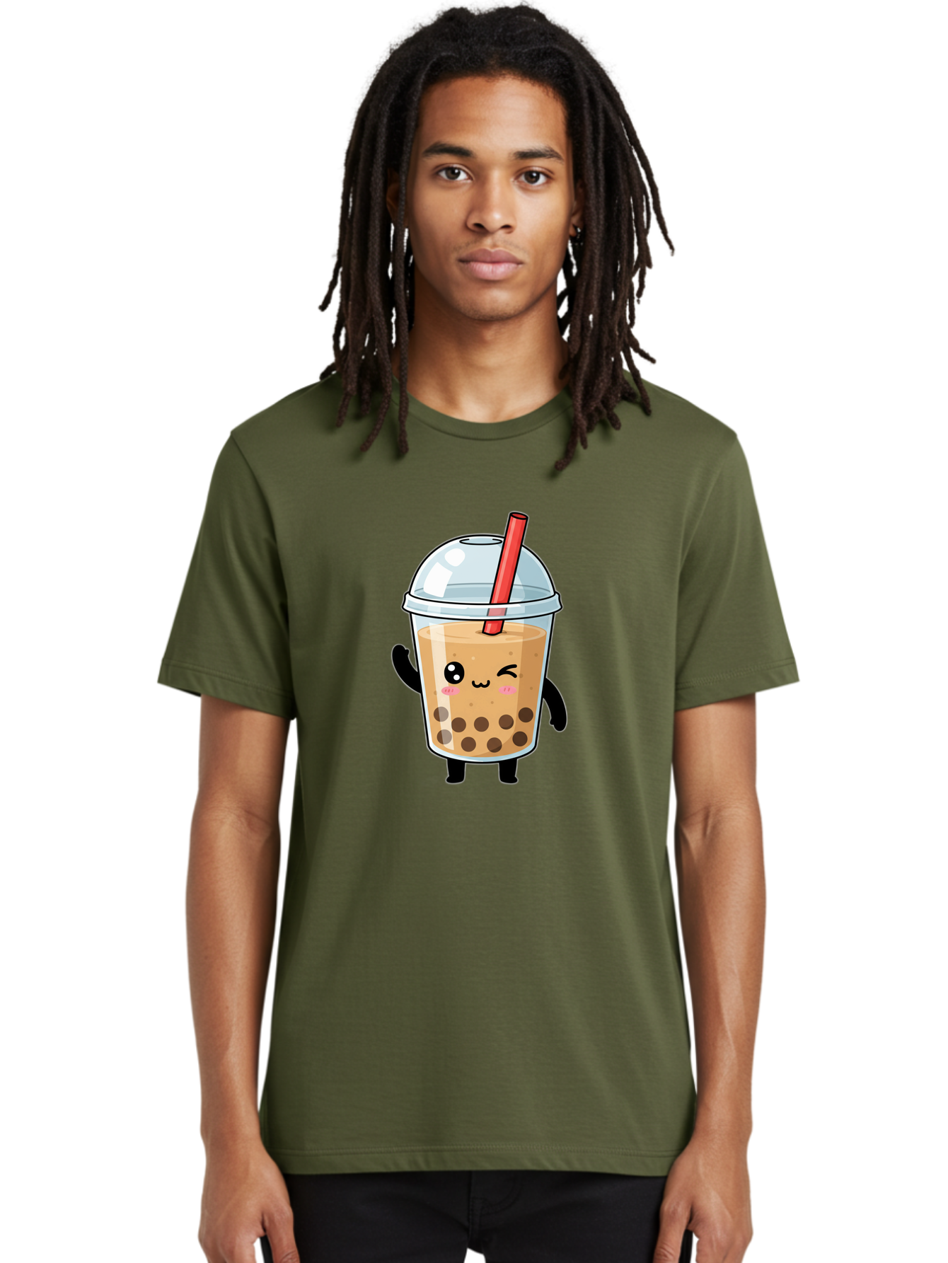Boba-Tea-14 Men'S Graphic Tee, 100% Cotton, Comfortable Casual Summer Wear, Machine Washable, Cute Boba Tea, Kawaii Boba, Iced Tea, Bubble Tea, Boba Drink, Milk Tea, Cartoon Character, Adorable Beverage, Fun Drink Bac655