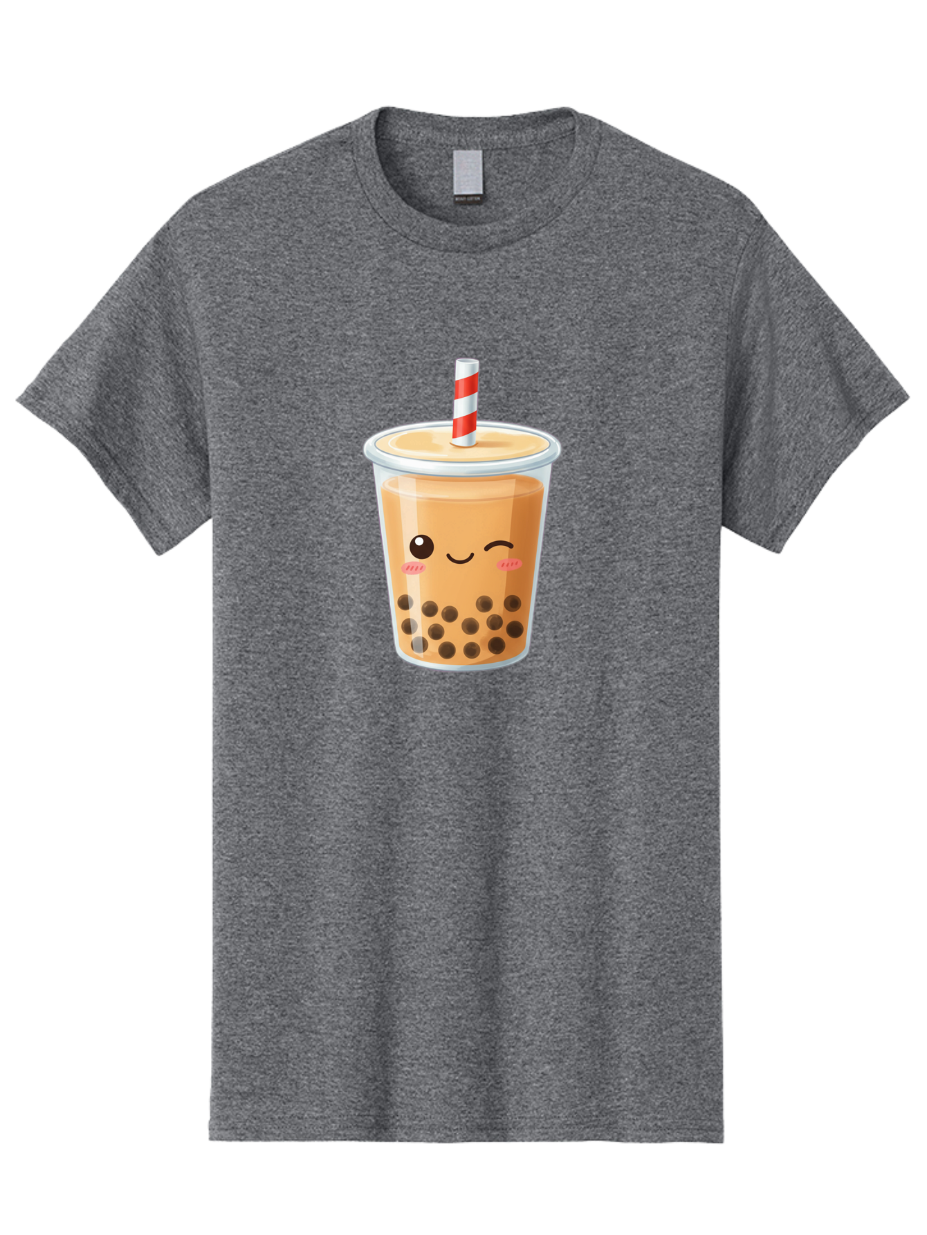 Boba-Tea-18 Men'S Graphic Tee, 100% Cotton, Comfortable Casual Summer Wear, Machine Washable, Boba Tea, Milk Tea, Cartoon Character, Cute Drink, Bubble Tea With Straw, Smiling Face, Adorable Beverage, Boba, Tea Lover Bac659