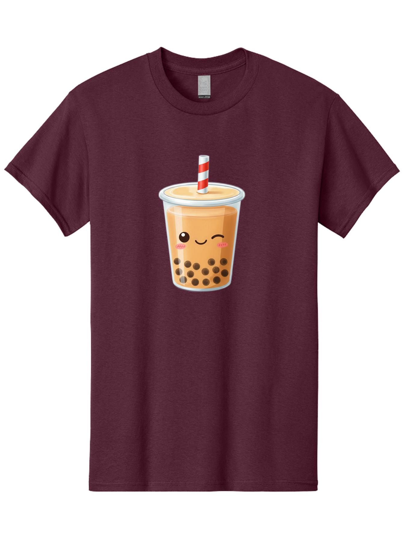 Boba-Tea-18 Men'S Graphic Tee, 100% Cotton, Comfortable Casual Summer Wear, Machine Washable, Boba Tea, Milk Tea, Cartoon Character, Cute Drink, Bubble Tea With Straw, Smiling Face, Adorable Beverage, Boba, Tea Lover Bac659