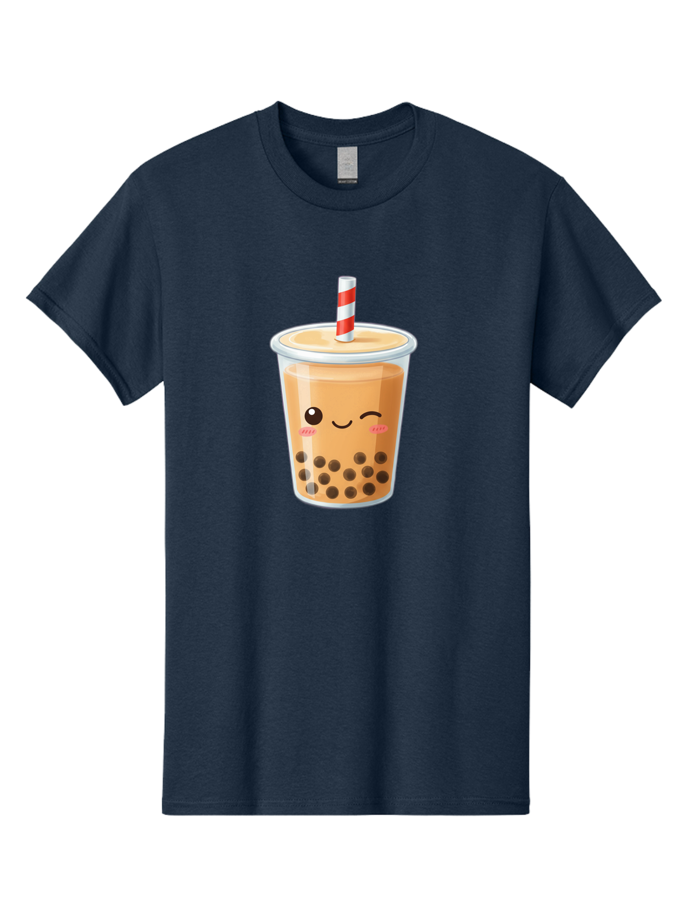 Boba-Tea-18 Men'S Graphic Tee, 100% Cotton, Comfortable Casual Summer Wear, Machine Washable, Boba Tea, Milk Tea, Cartoon Character, Cute Drink, Bubble Tea With Straw, Smiling Face, Adorable Beverage, Boba, Tea Lover Bac659