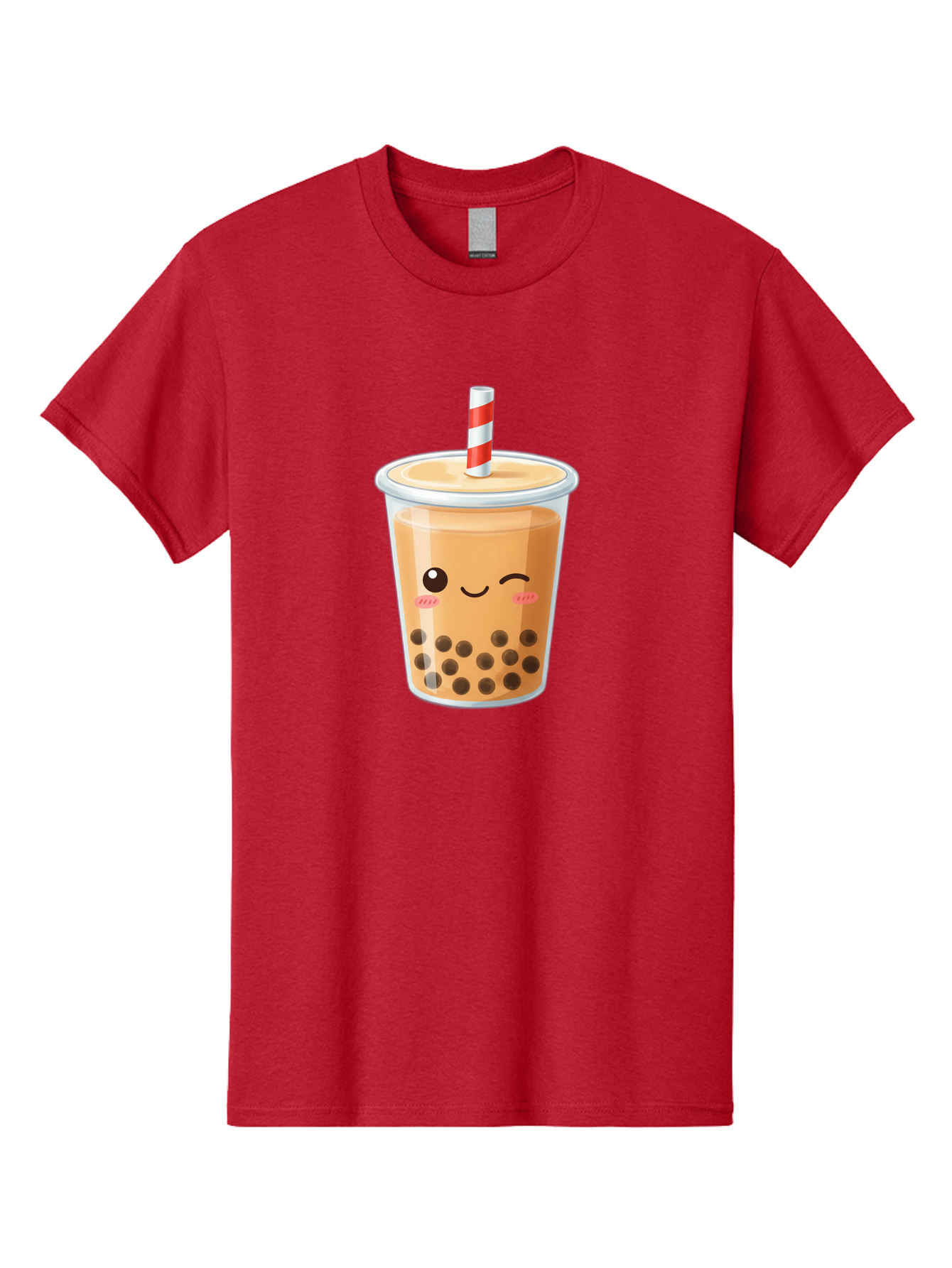 Boba-Tea-18 Men'S Graphic Tee, 100% Cotton, Comfortable Casual Summer Wear, Machine Washable, Boba Tea, Milk Tea, Cartoon Character, Cute Drink, Bubble Tea With Straw, Smiling Face, Adorable Beverage, Boba, Tea Lover Bac659