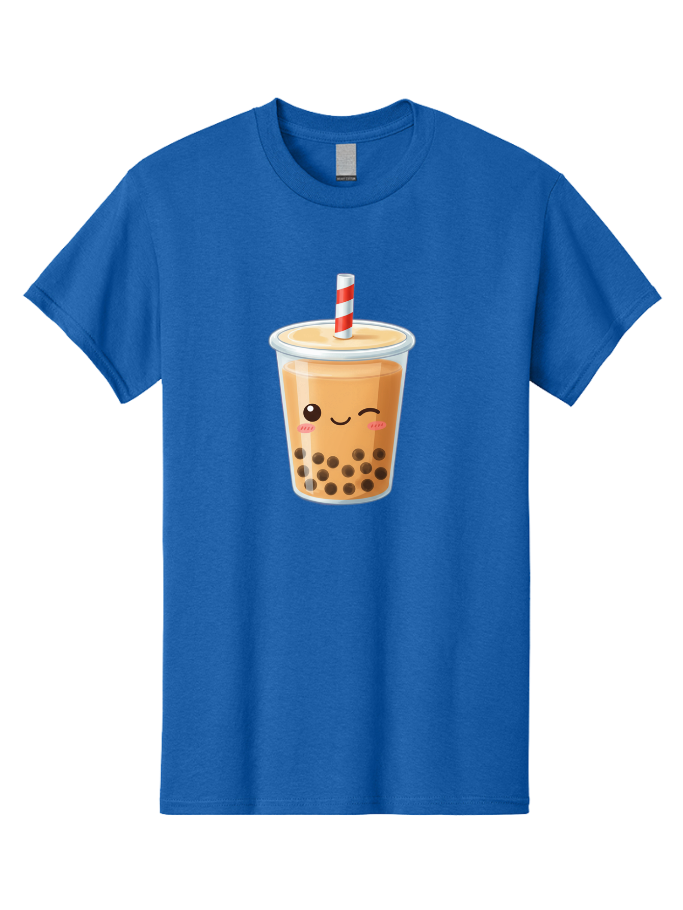Boba-Tea-18 Men'S Graphic Tee, 100% Cotton, Comfortable Casual Summer Wear, Machine Washable, Boba Tea, Milk Tea, Cartoon Character, Cute Drink, Bubble Tea With Straw, Smiling Face, Adorable Beverage, Boba, Tea Lover Bac659
