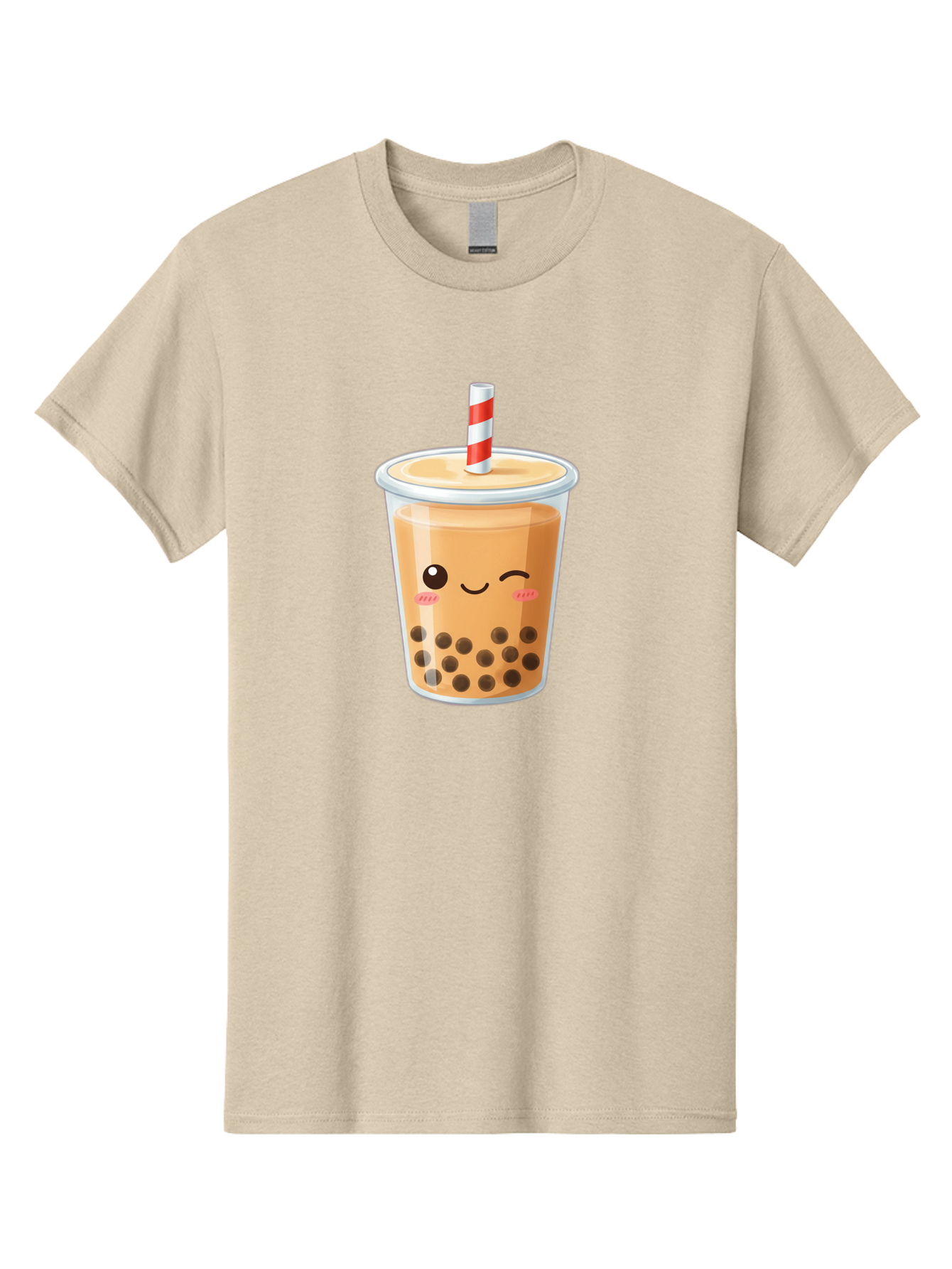 Boba-Tea-18 Men'S Graphic Tee, 100% Cotton, Comfortable Casual Summer Wear, Machine Washable, Boba Tea, Milk Tea, Cartoon Character, Cute Drink, Bubble Tea With Straw, Smiling Face, Adorable Beverage, Boba, Tea Lover Bac659