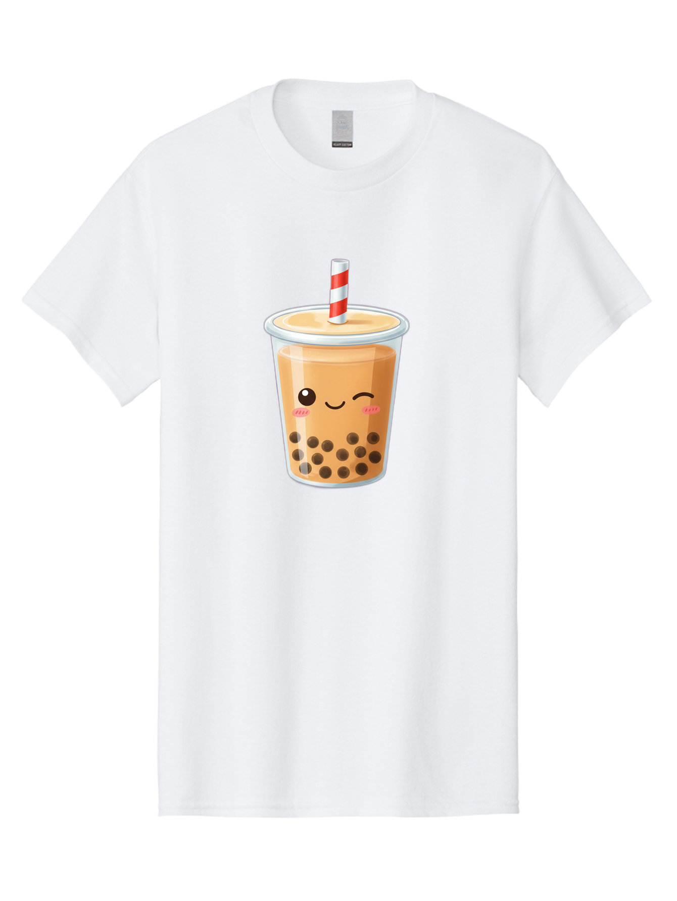 Boba-Tea-18 Men'S Graphic Tee, 100% Cotton, Comfortable Casual Summer Wear, Machine Washable, Boba Tea, Milk Tea, Cartoon Character, Cute Drink, Bubble Tea With Straw, Smiling Face, Adorable Beverage, Boba, Tea Lover Bac659