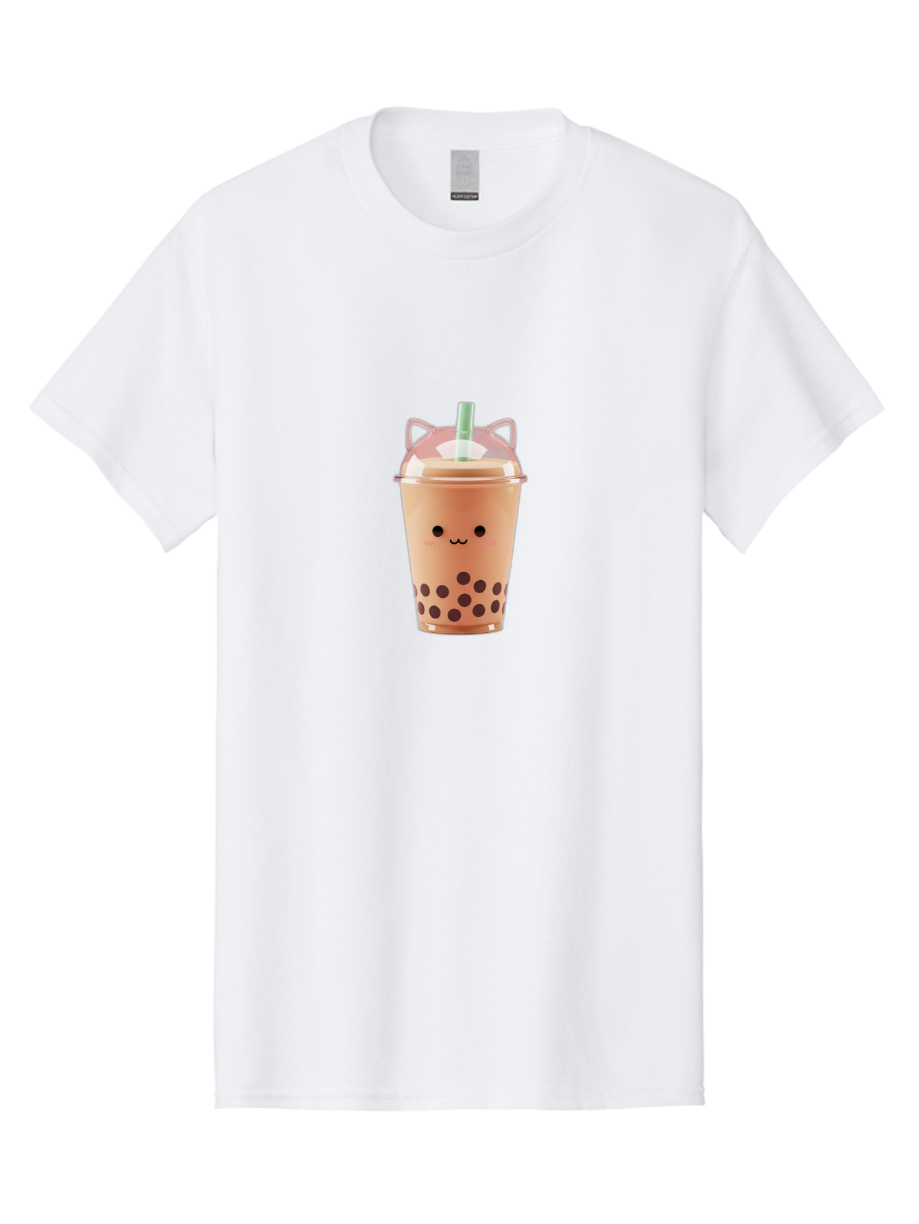 Boba-Tea-2 Men'S Graphic Tee, 100% Cotton, Comfortable Casual Summer Wear, Machine Washable, Bubble Tea, Milk Tea, Boba Drink, Cute Kawaii Design, Cartoon Face, Straw, Tapioca Pearls, Brown Bubbles, Smiling Face, Adorable Beverage, Tea Drink, Bac660