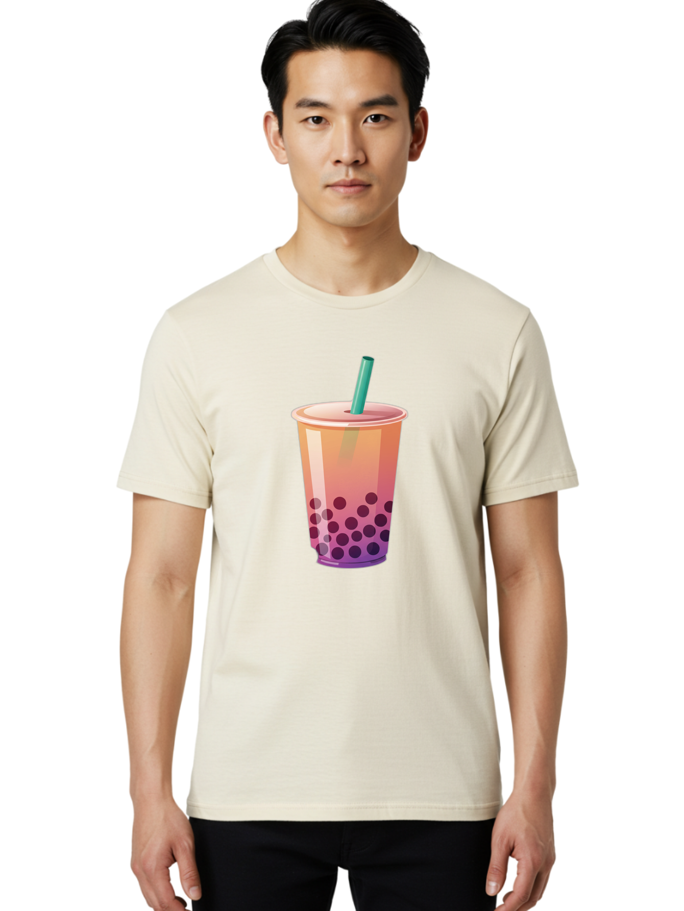 Boba-Tea-3 Men'S Graphic Tee, 100% Cotton, Comfortable Casual Summer Wear, Machine Washable, Bubble Tea, Boba Tea, Pink Tea, Straw, Tapioca Pearls, Milk Tea, Tea Drink, Refreshing Beverage, Sweet Treat Bac661