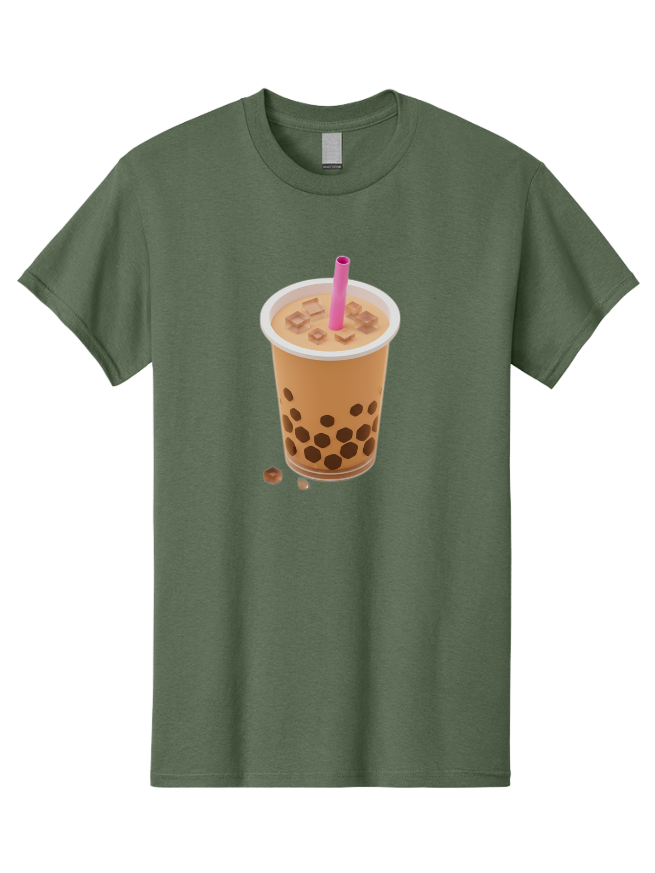 Boba-Tea-4 Men'S Graphic Tee, 100% Cotton, Comfortable Casual Summer Wear, Machine Washable, Boba Milk Tea, Bubble Tea, Milktea, Tapioca Pearls, Coffee Drink, Tea Beverage, Pink Straw, Brown Cubes, Trendy Drink, Refreshing Beverage, Bac662