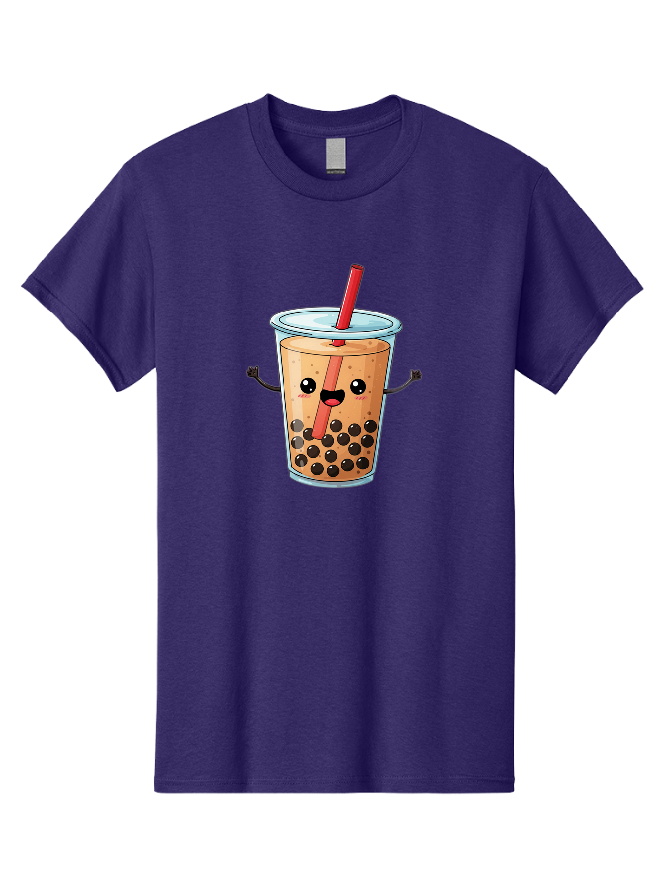 Boba-Tea-Cartoon Men'S Graphic Tee, 100% Cotton, Comfortable Casual Summer Wear, Machine Washable, Cartoon Bubble Tea, Boba Drink, Milk Tea With Straw, Cute Beverage, Fun Character, Kawaii Culture, Asian Drink, Trendy Refreshment, Bac668