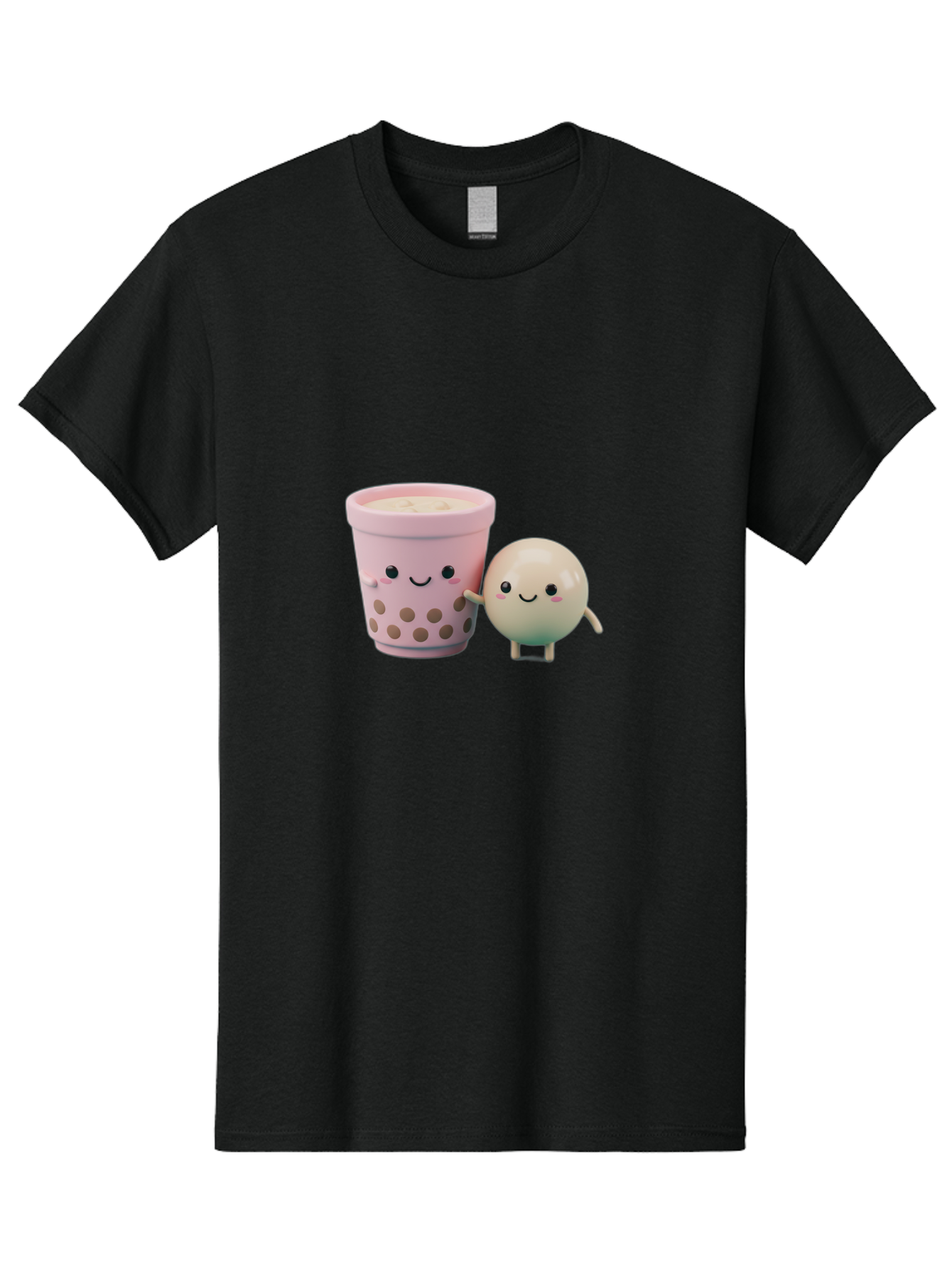 Boba-Tea-Friends Men'S Graphic Tee, 100% Cotton, Comfortable Casual Summer Wear, Machine Washable, Boba Tea, Milk Tea, Bubble Tea, Cute Cartoon Characters, Kawaii Culture, Japanese Pop Culture, Adorable Smile, Happy Face, Smiling Boba, Bac670