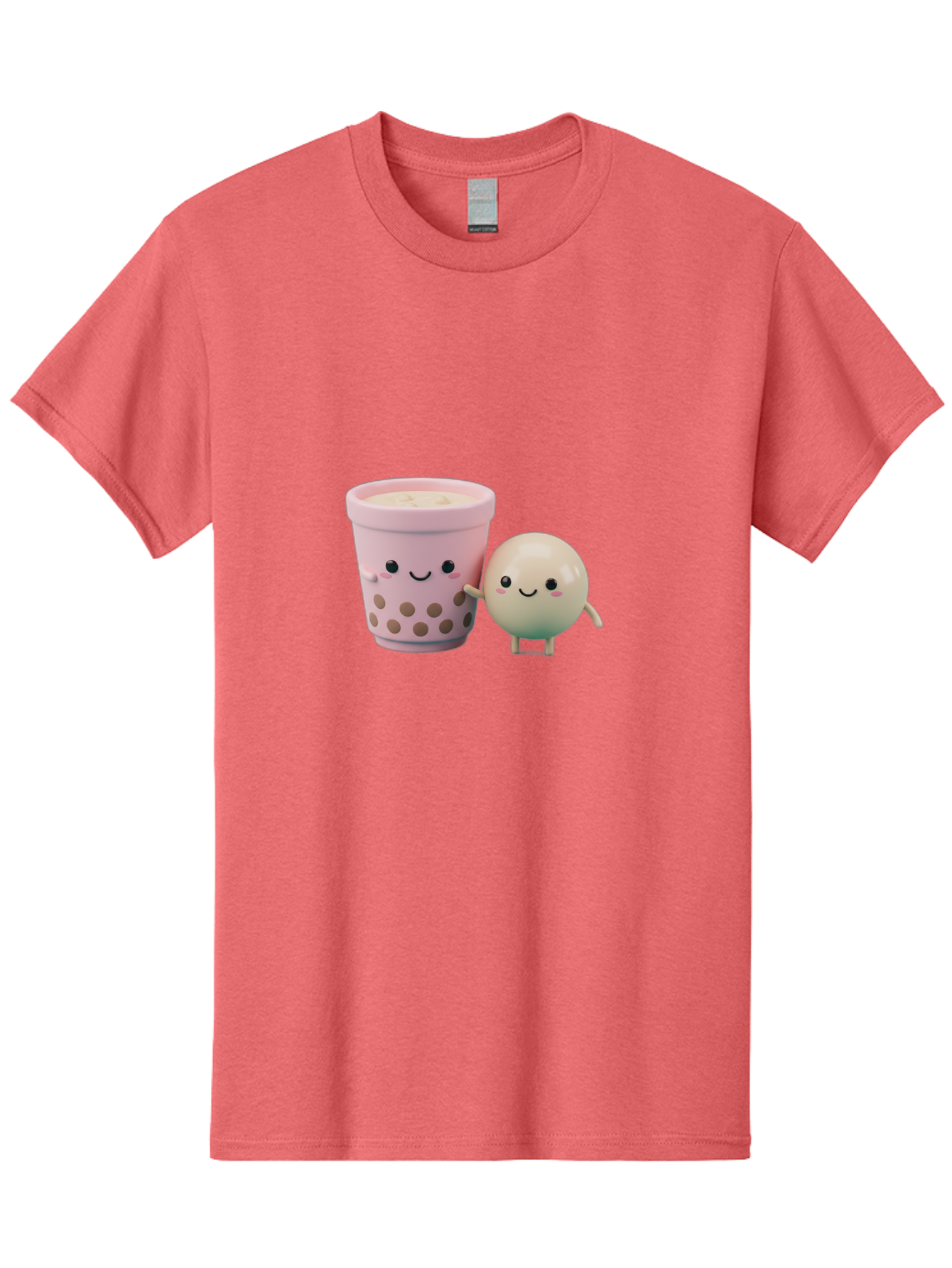 Boba-Tea-Friends Men'S Graphic Tee, 100% Cotton, Comfortable Casual Summer Wear, Machine Washable, Boba Tea, Milk Tea, Bubble Tea, Cute Cartoon Characters, Kawaii Culture, Japanese Pop Culture, Adorable Smile, Happy Face, Smiling Boba, Bac670