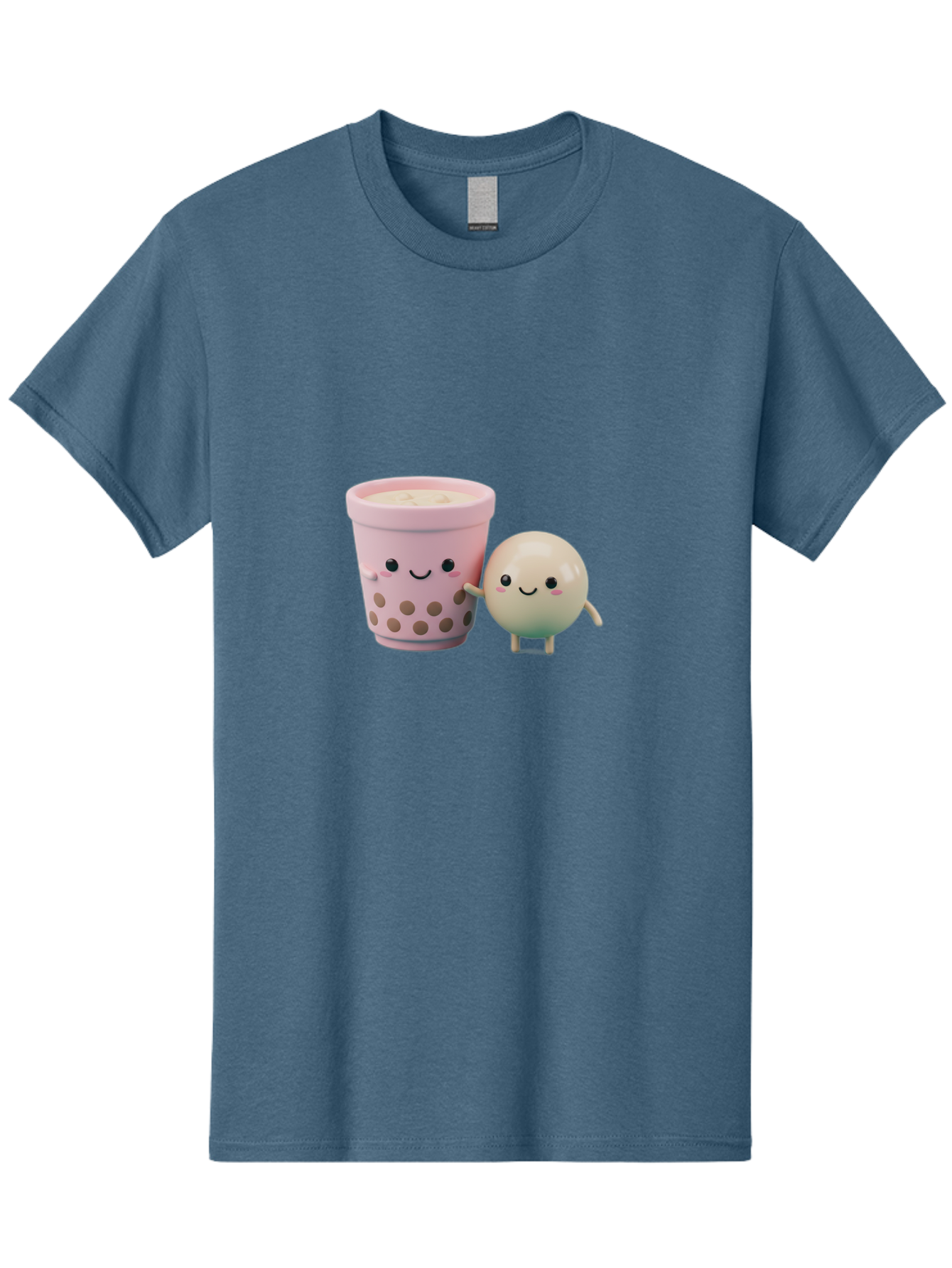 Boba-Tea-Friends Men'S Graphic Tee, 100% Cotton, Comfortable Casual Summer Wear, Machine Washable, Boba Tea, Milk Tea, Bubble Tea, Cute Cartoon Characters, Kawaii Culture, Japanese Pop Culture, Adorable Smile, Happy Face, Smiling Boba, Bac670
