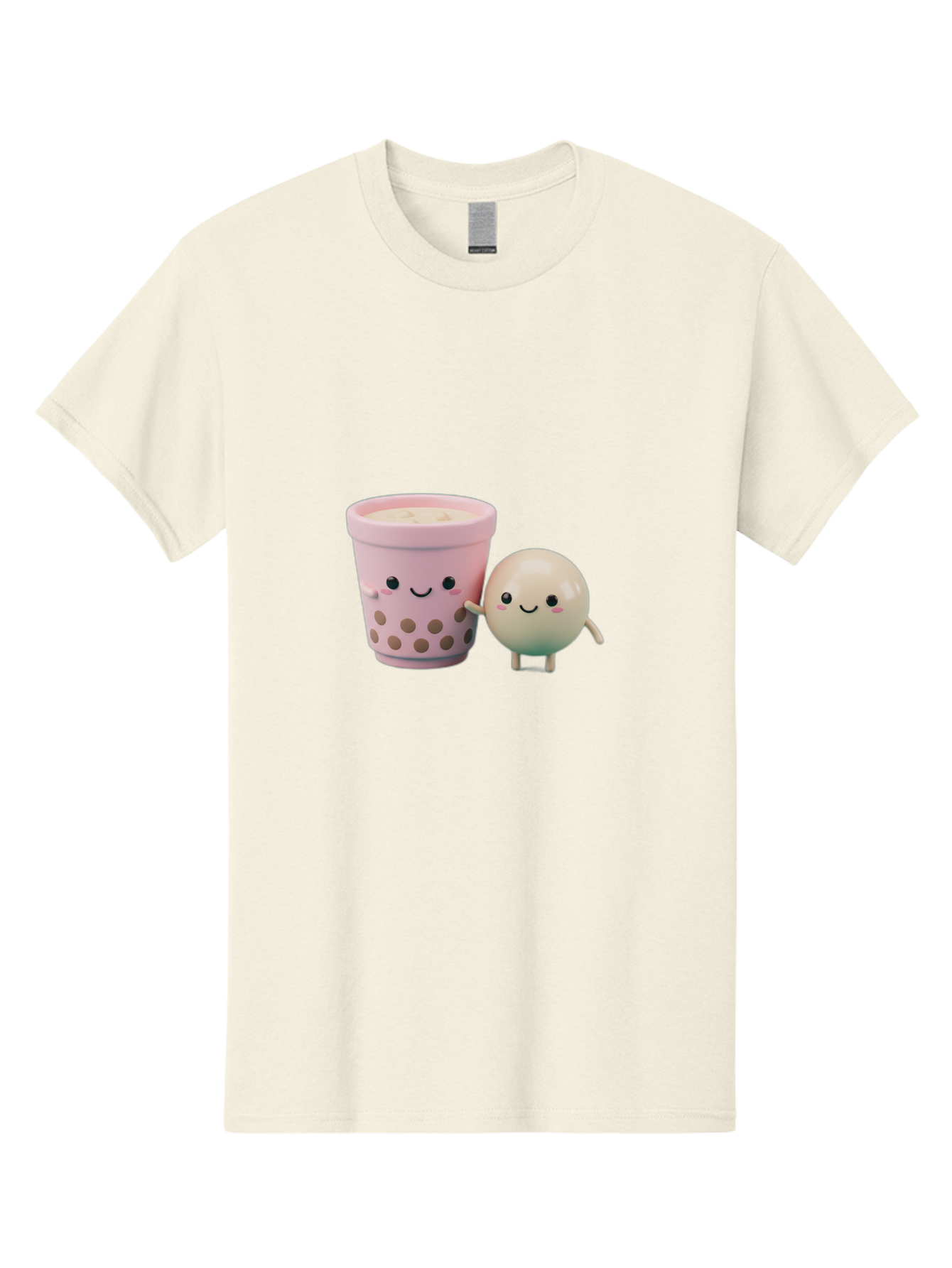 Boba-Tea-Friends Men'S Graphic Tee, 100% Cotton, Comfortable Casual Summer Wear, Machine Washable, Boba Tea, Milk Tea, Bubble Tea, Cute Cartoon Characters, Kawaii Culture, Japanese Pop Culture, Adorable Smile, Happy Face, Smiling Boba, Bac670
