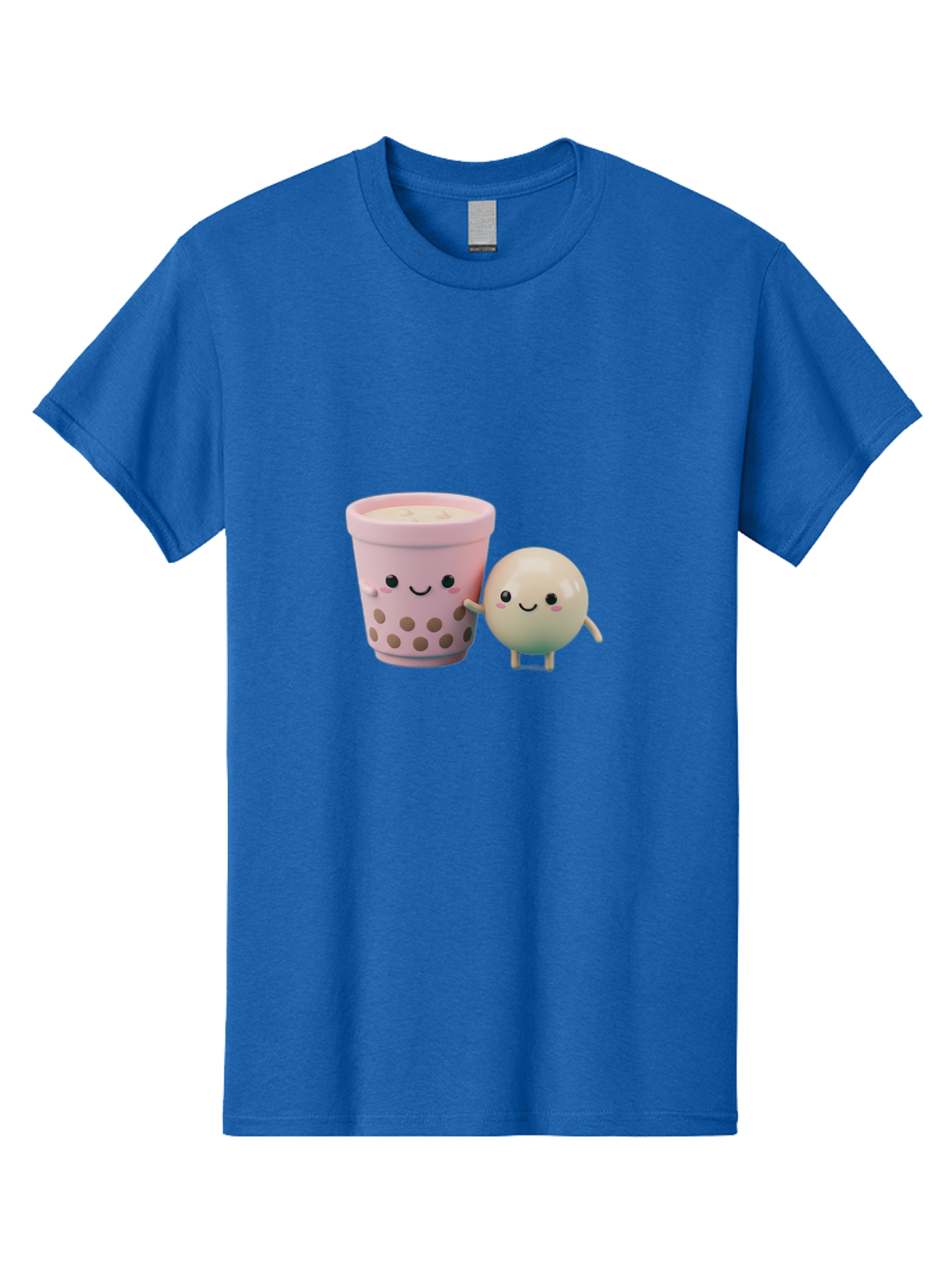 Boba-Tea-Friends Men'S Graphic Tee, 100% Cotton, Comfortable Casual Summer Wear, Machine Washable, Boba Tea, Milk Tea, Bubble Tea, Cute Cartoon Characters, Kawaii Culture, Japanese Pop Culture, Adorable Smile, Happy Face, Smiling Boba, Bac670
