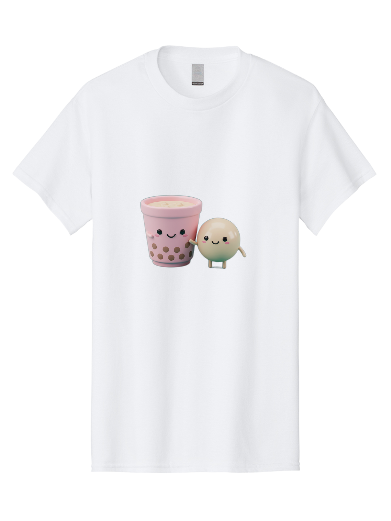 Boba-Tea-Friends Men'S Graphic Tee, 100% Cotton, Comfortable Casual Summer Wear, Machine Washable, Boba Tea, Milk Tea, Bubble Tea, Cute Cartoon Characters, Kawaii Culture, Japanese Pop Culture, Adorable Smile, Happy Face, Smiling Boba, Bac670