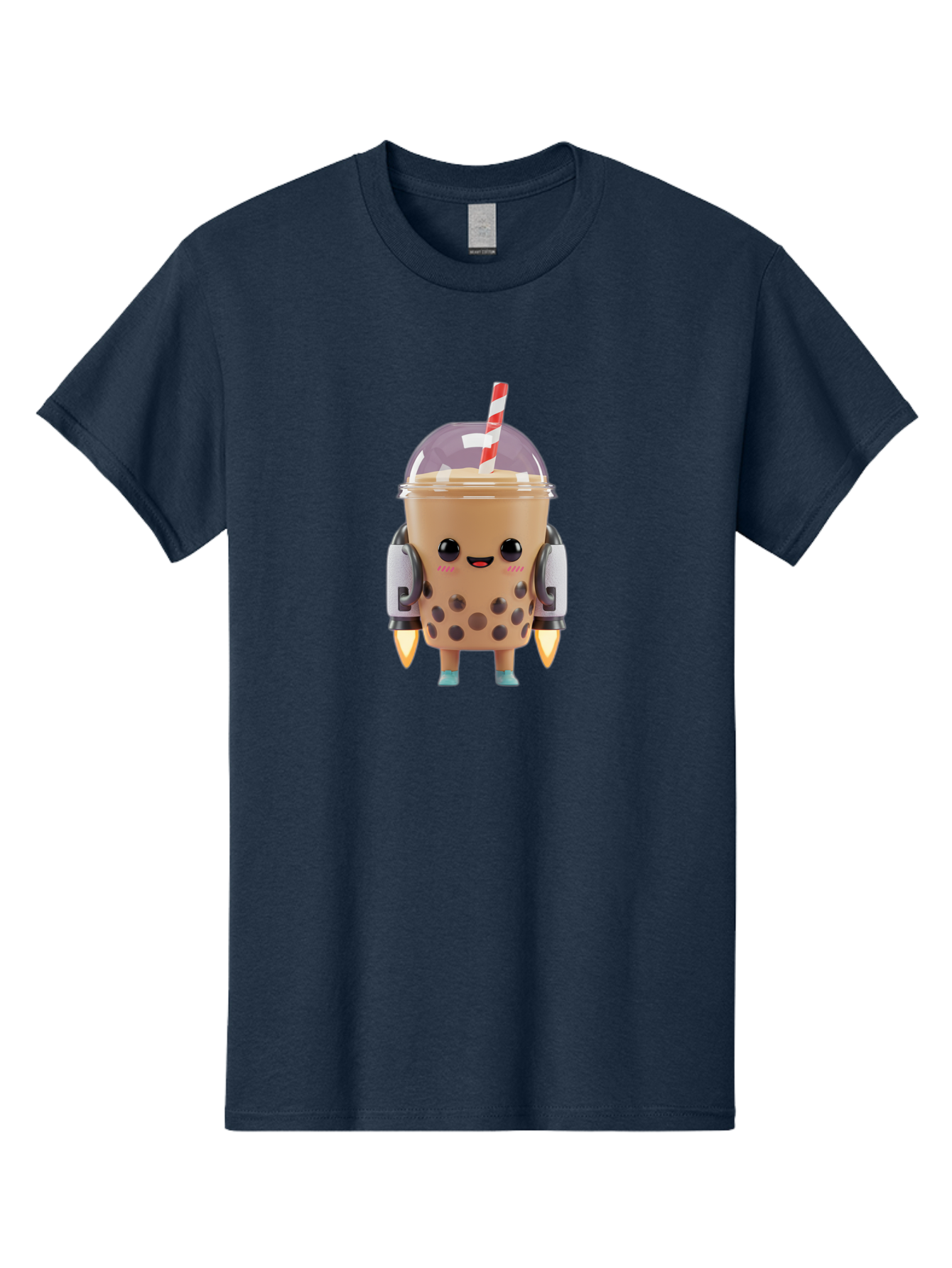 Boba-Tea-Robot Men'S Graphic Tee, 100% Cotton, Comfortable Casual Summer Wear, Machine Washable, Boba Tea, Robot Character, Cute Design, Anthropomorphic Drink, Straw, Robotic Arms, Bubble Tea, Kawaii, 3D Illustration Bac672