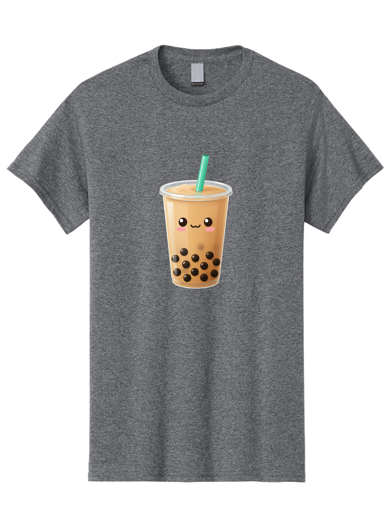 Boba-Tea Men'S Graphic Tee, 100% Cotton, Comfortable Casual Summer Wear, Machine Washable, Milk Tea, Boba Drink, Bubble Tea, Cartoon Character, Cute Illustration, Tea With Tapioca Pearls, Adorable Face, Smiling Beverage, Tea Culture, Bac673