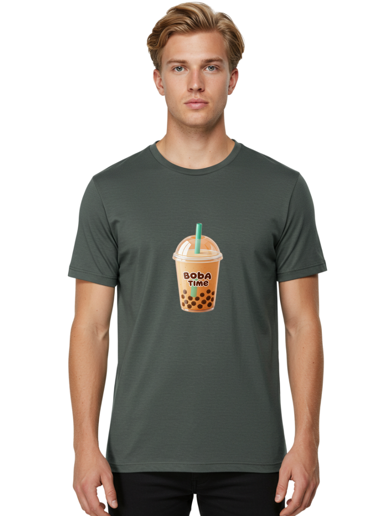 Boba-Time Men'S Graphic Tee, 100% Cotton, Comfortable Casual Summer Wear, Machine Washable, Boba Tea, Bubble Tea, Milk Tea, Tapioca Pearls, Tea Drink, Boba Time, Tea Culture, Milk Tea Lover, Boba Drink, Tea Time, Bubble Tea Lover Bac674