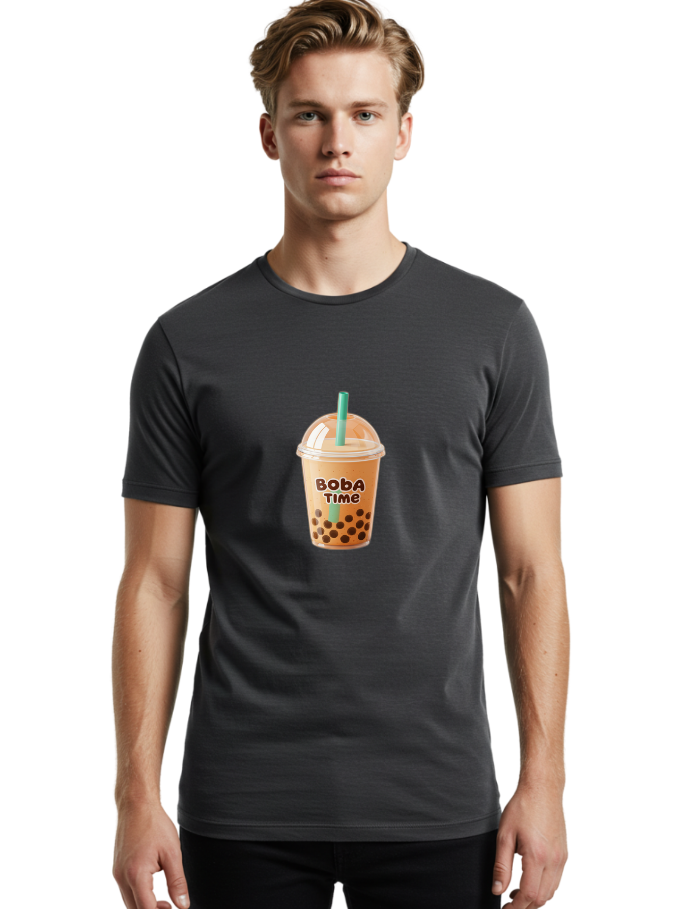 Boba-Time Men'S Graphic Tee, 100% Cotton, Comfortable Casual Summer Wear, Machine Washable, Boba Tea, Bubble Tea, Milk Tea, Tapioca Pearls, Tea Drink, Boba Time, Tea Culture, Milk Tea Lover, Boba Drink, Tea Time, Bubble Tea Lover Bac674