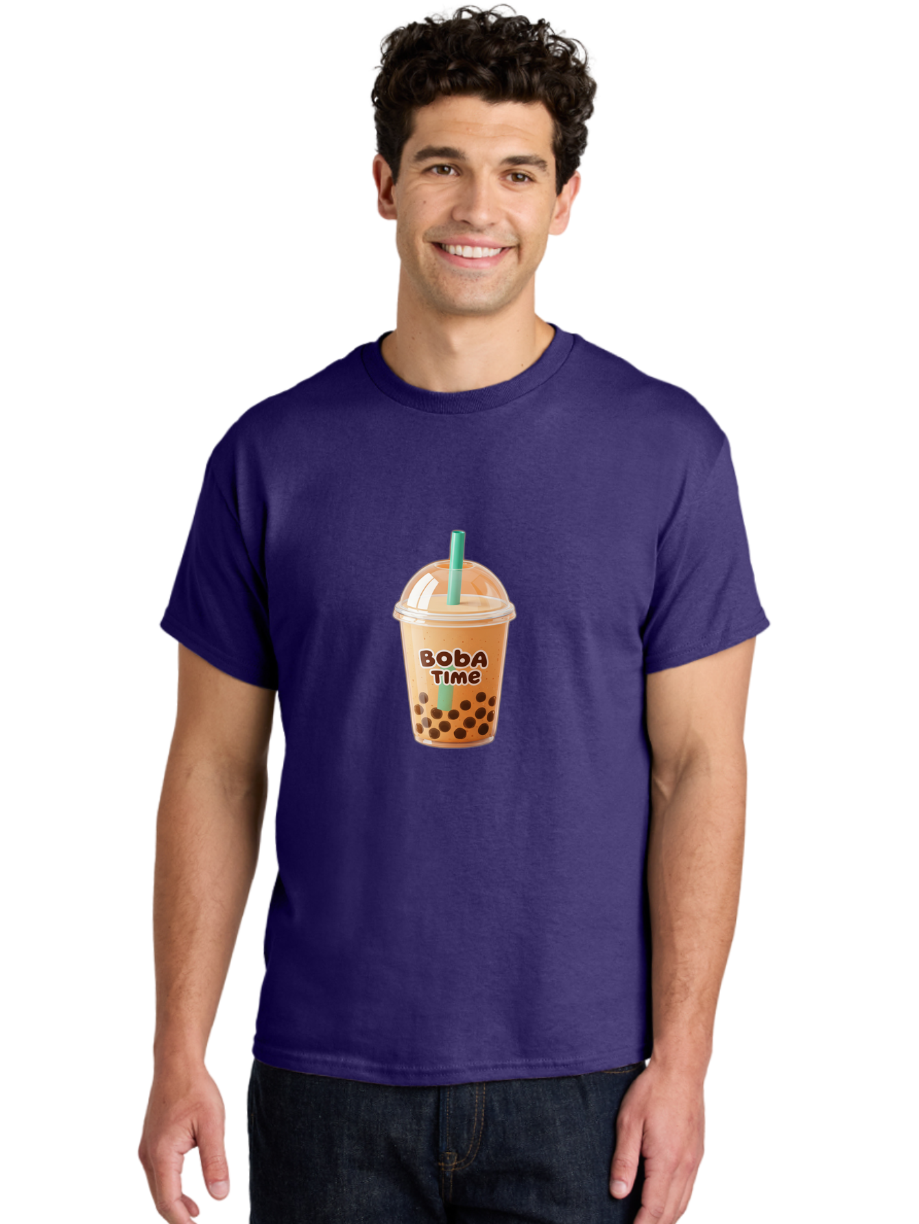 Boba-Time Men'S Graphic Tee, 100% Cotton, Comfortable Casual Summer Wear, Machine Washable, Boba Tea, Bubble Tea, Milk Tea, Tapioca Pearls, Tea Drink, Boba Time, Tea Culture, Milk Tea Lover, Boba Drink, Tea Time, Bubble Tea Lover Bac674