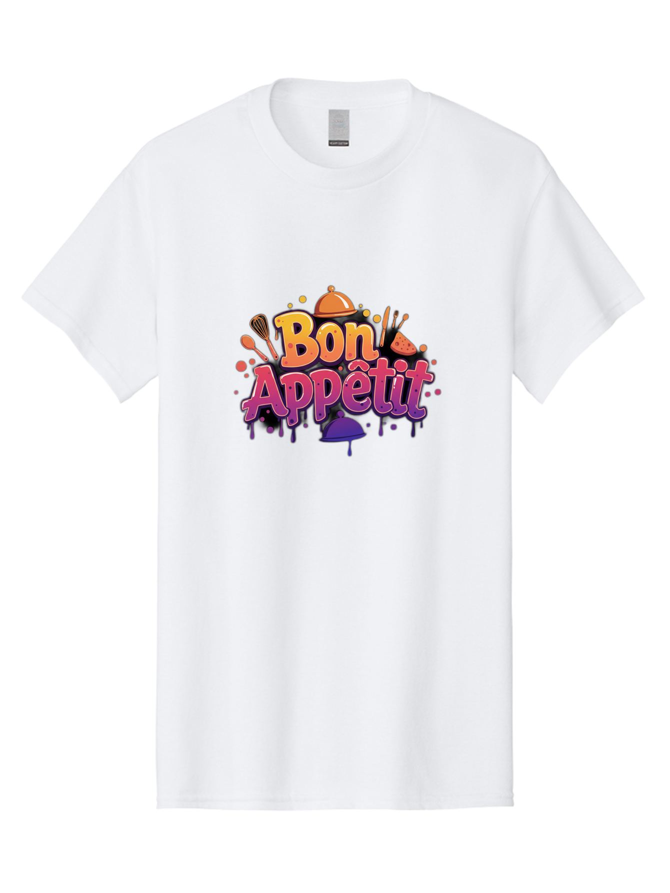 Bon-Appetit Men'S Graphic Tee, 100% Cotton, Comfortable Casual Summer Wear, Machine Washable, Foodie Graphics, Restaurant Logo, Culinary Art, Gourmet Inspiration, Kitchen Utensils, Cooking Theme, Vibrant Typography, Serving Dishes, Bac678