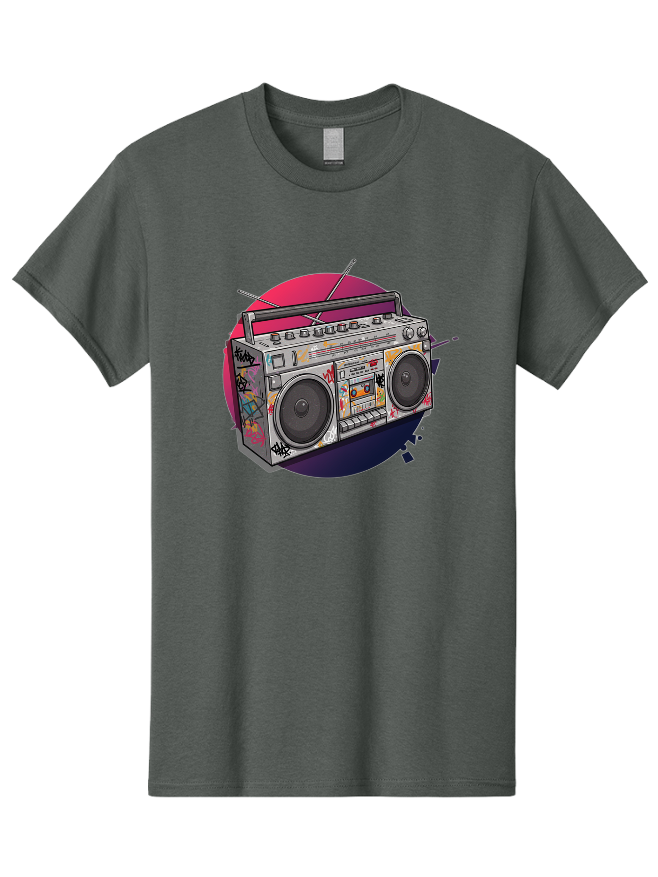 Boombox Men'S Graphic Tee, 100% Cotton, Comfortable Casual Summer Wear, Machine Washable, Vintage Boombox, Retro Music Player, Graffiti Art, Cassette Tape, 80S Nostalgia, Portable Radio, Street Style, Urban Culture Bac679