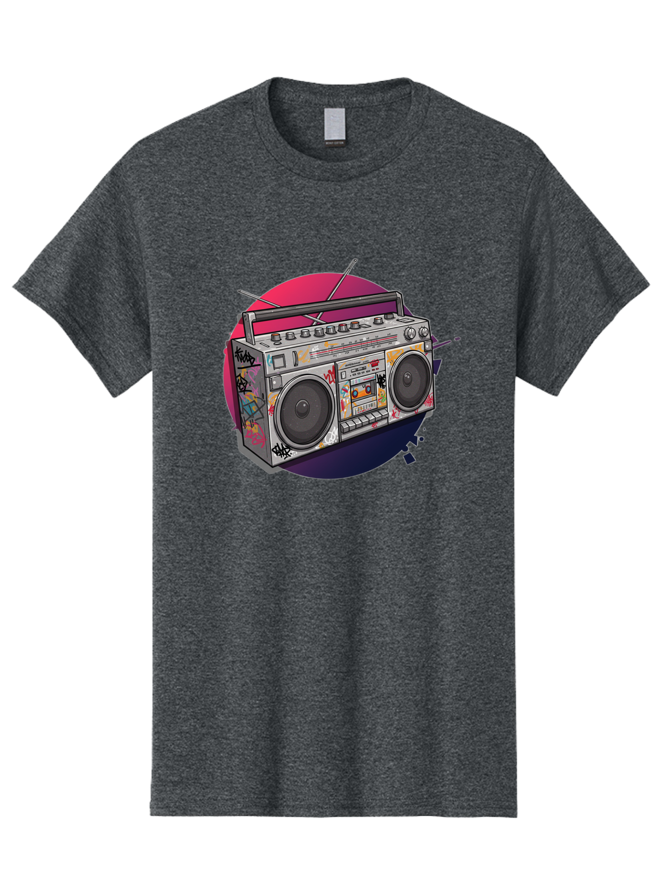 Boombox Men'S Graphic Tee, 100% Cotton, Comfortable Casual Summer Wear, Machine Washable, Vintage Boombox, Retro Music Player, Graffiti Art, Cassette Tape, 80S Nostalgia, Portable Radio, Street Style, Urban Culture Bac679