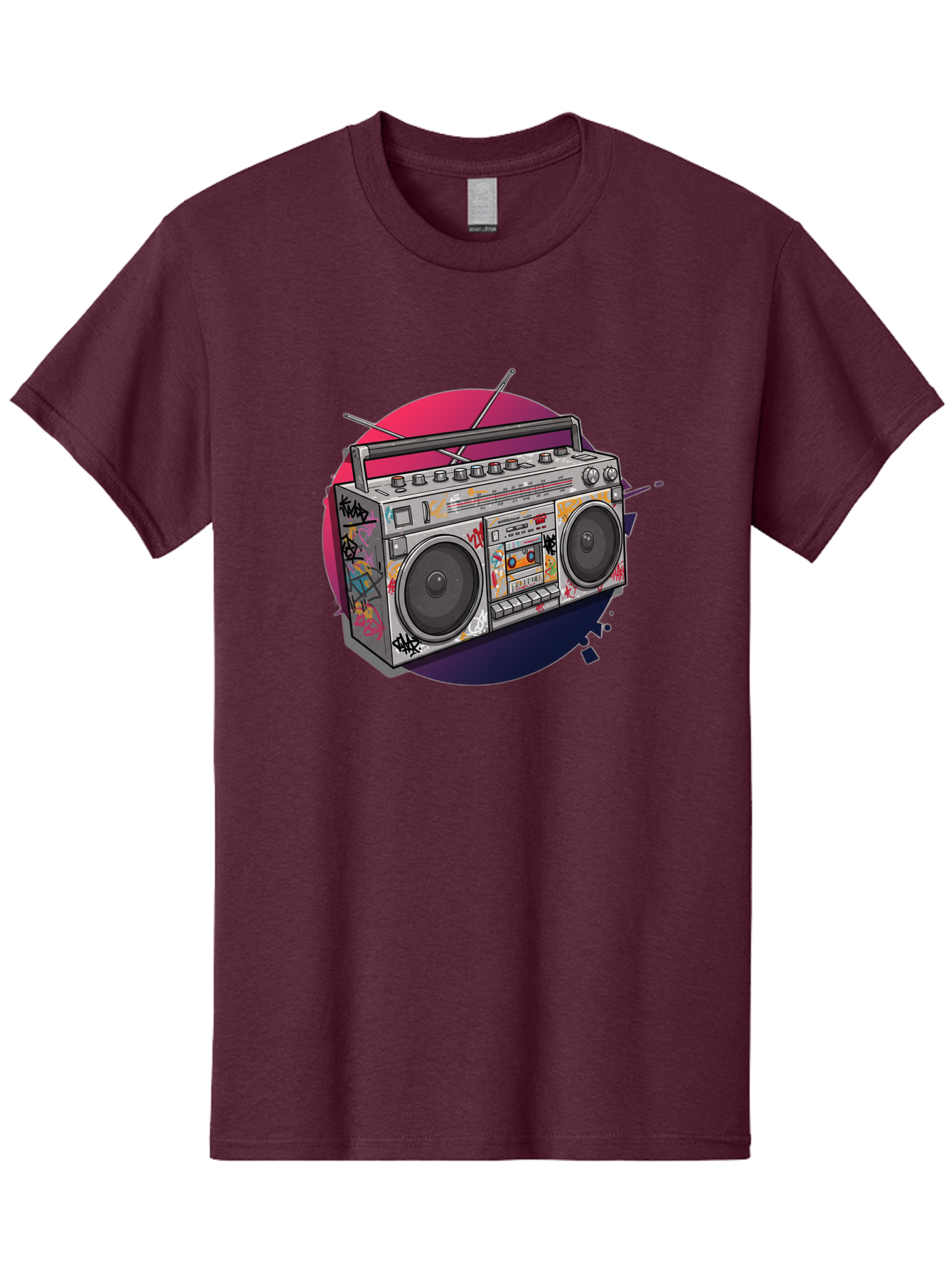 Boombox Men'S Graphic Tee, 100% Cotton, Comfortable Casual Summer Wear, Machine Washable, Vintage Boombox, Retro Music Player, Graffiti Art, Cassette Tape, 80S Nostalgia, Portable Radio, Street Style, Urban Culture Bac679